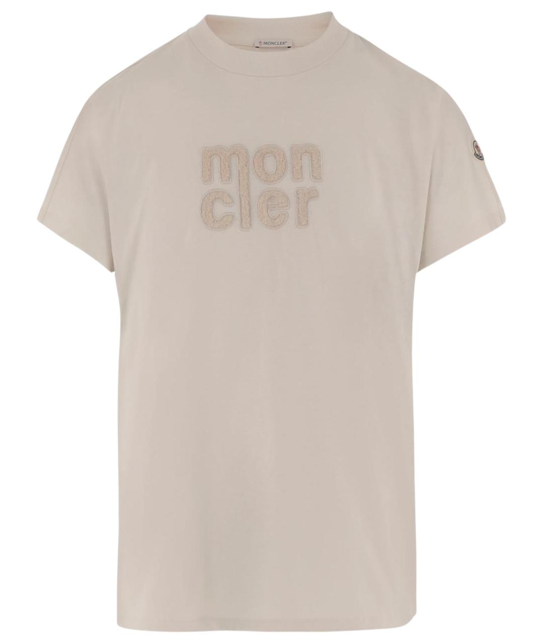 MONCLER Бежевая хлопковая футболка, фото 1