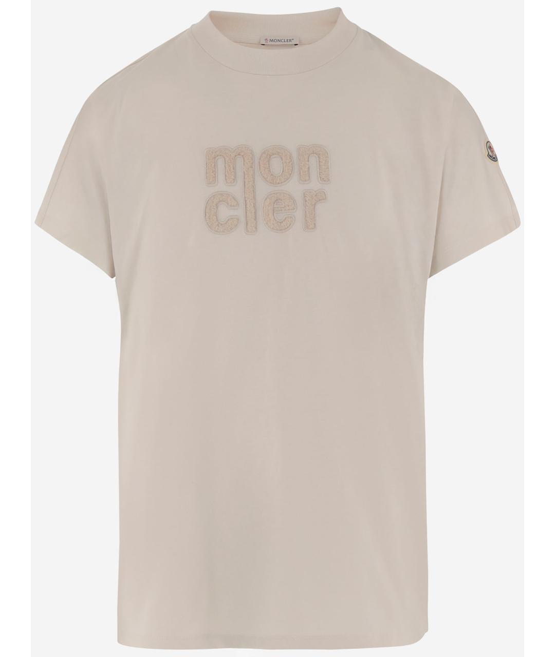 MONCLER Бежевая хлопковая футболка, фото 4