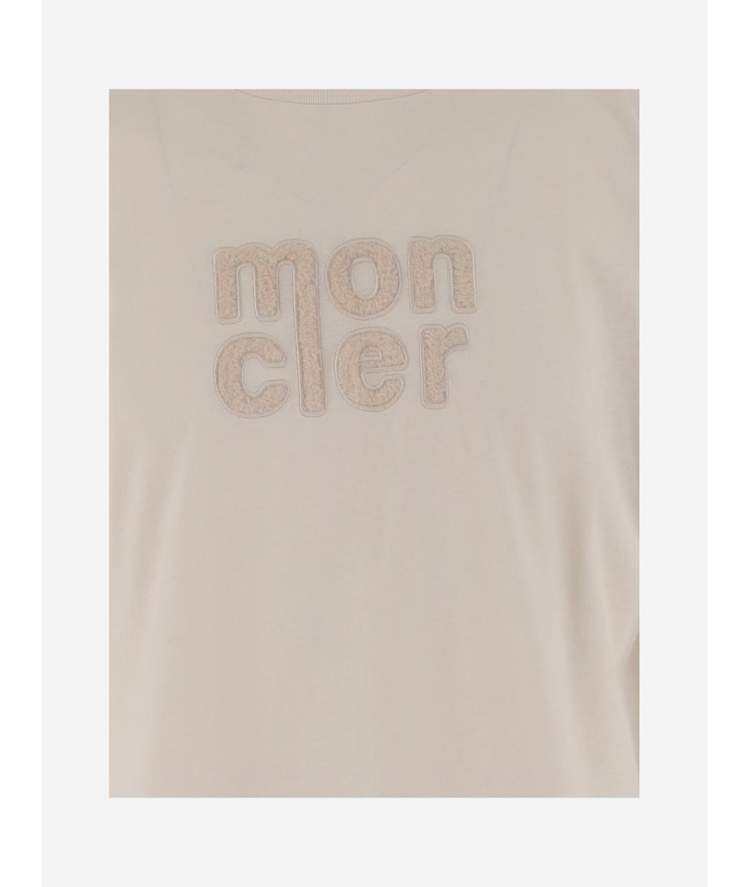 MONCLER Бежевая хлопковая футболка, фото 3