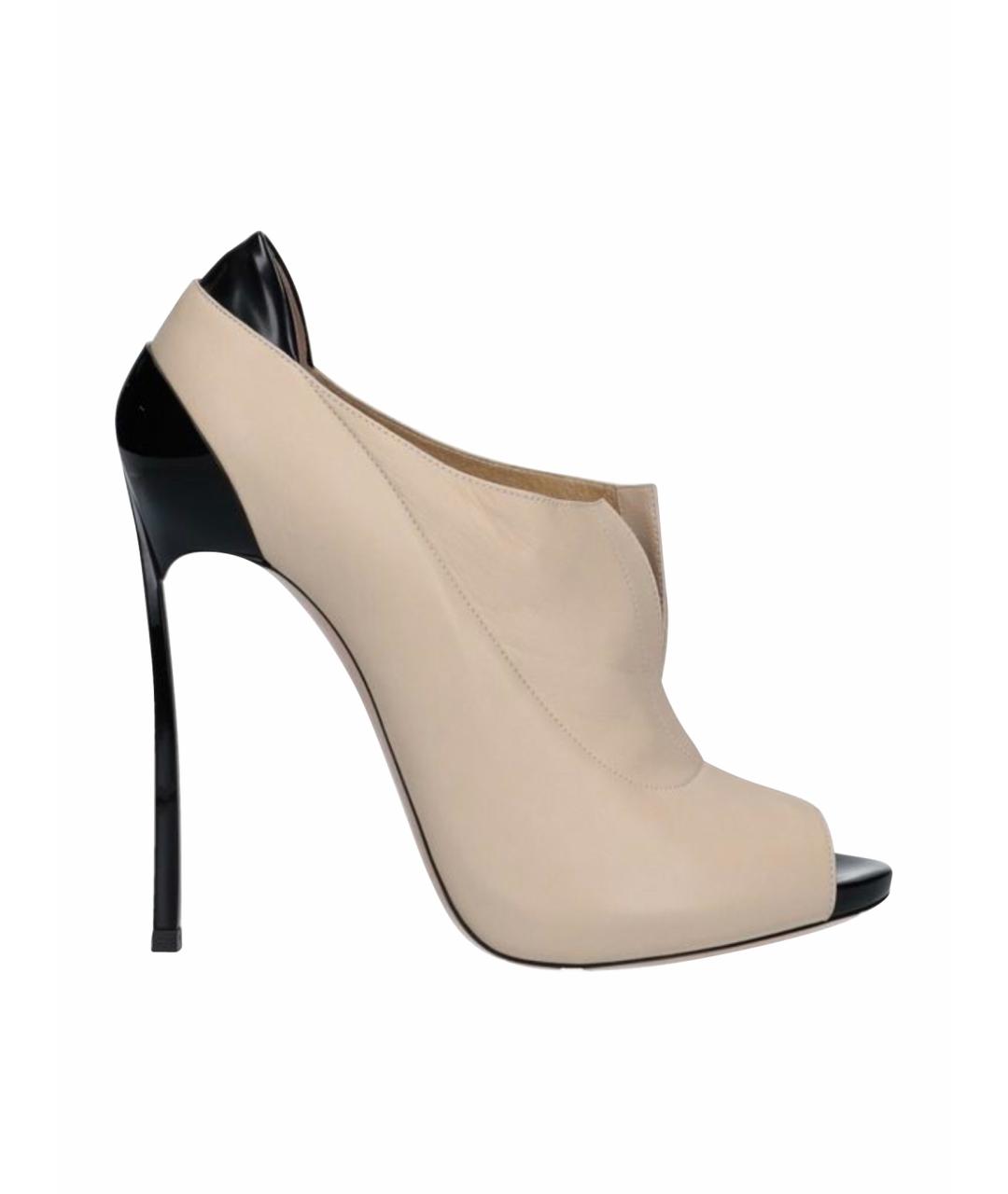 CASADEI Бежевые кожаные ботильоны, фото 1