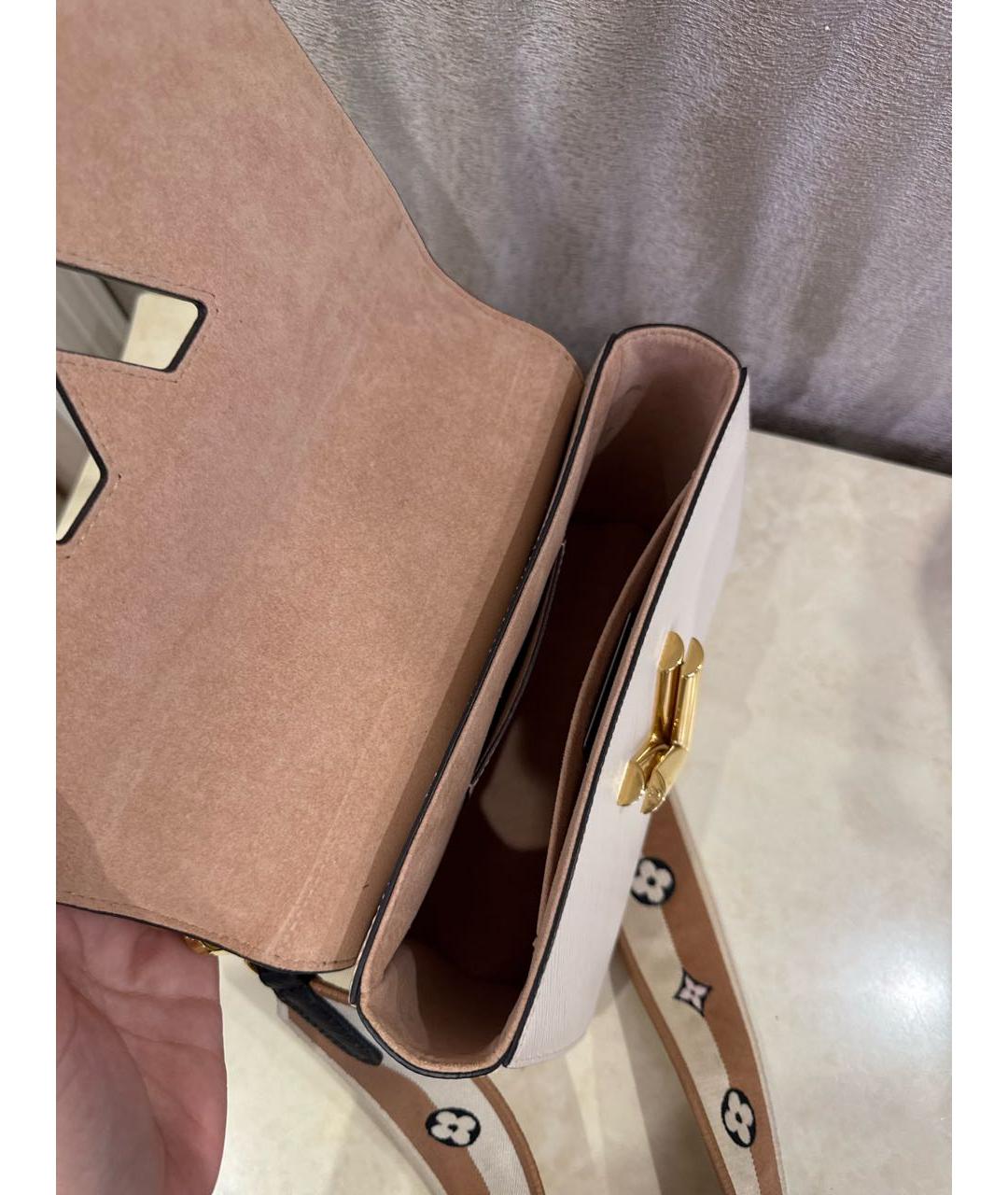LOUIS VUITTON Бежевая кожаная сумка через плечо, фото 4