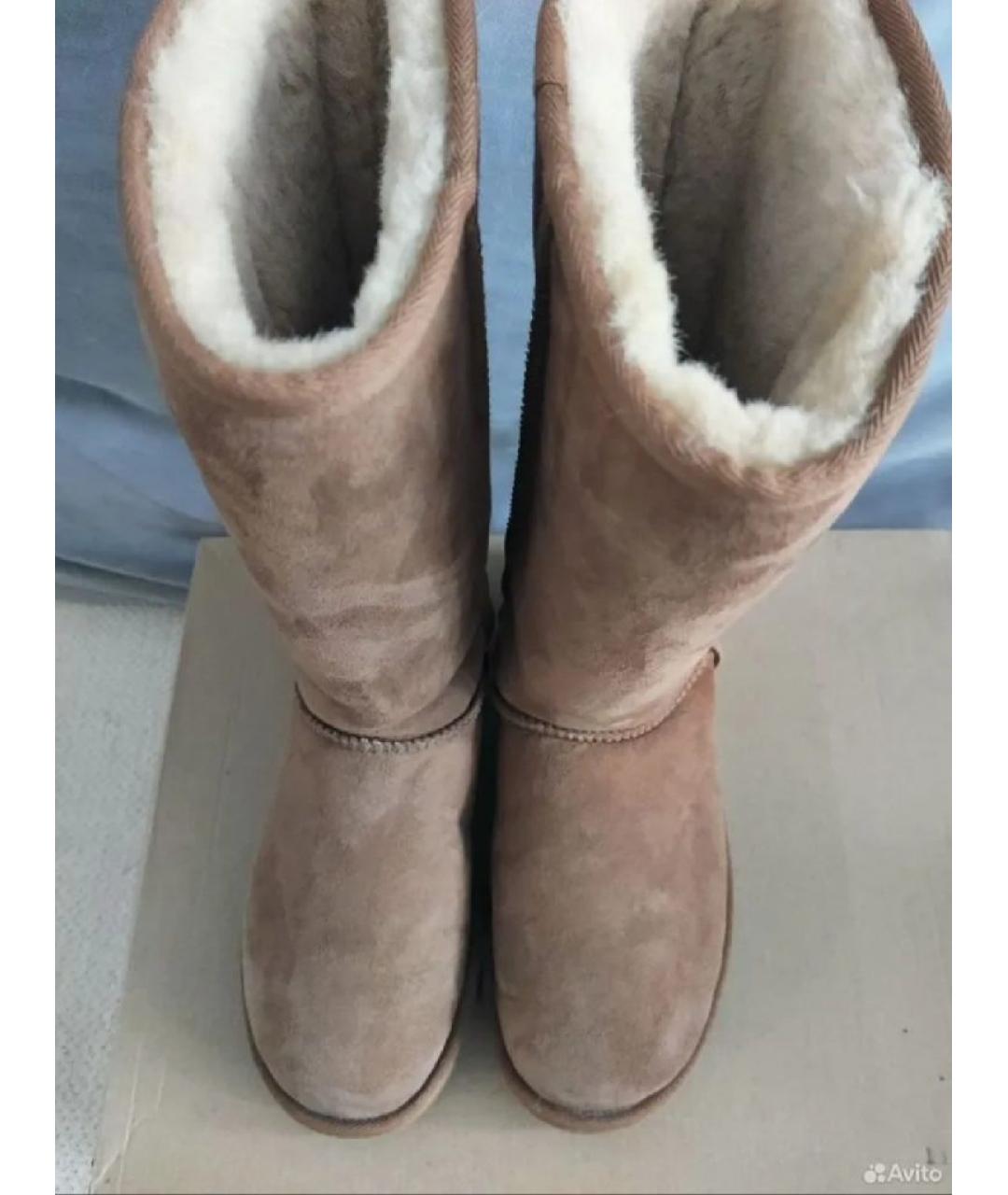UGG AUSTRALIA Коричневые замшевые сапоги, фото 3
