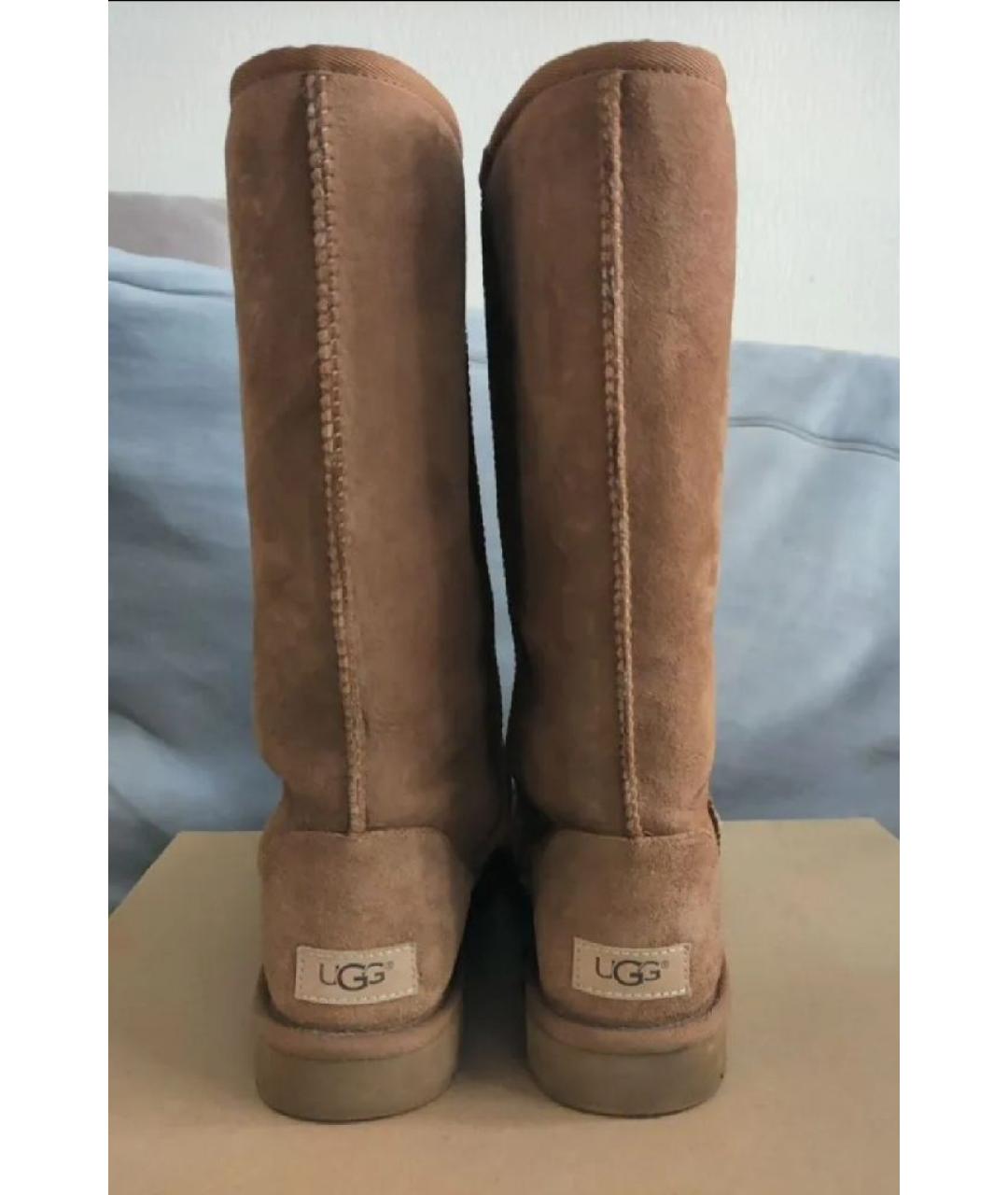 UGG AUSTRALIA Коричневые замшевые сапоги, фото 4