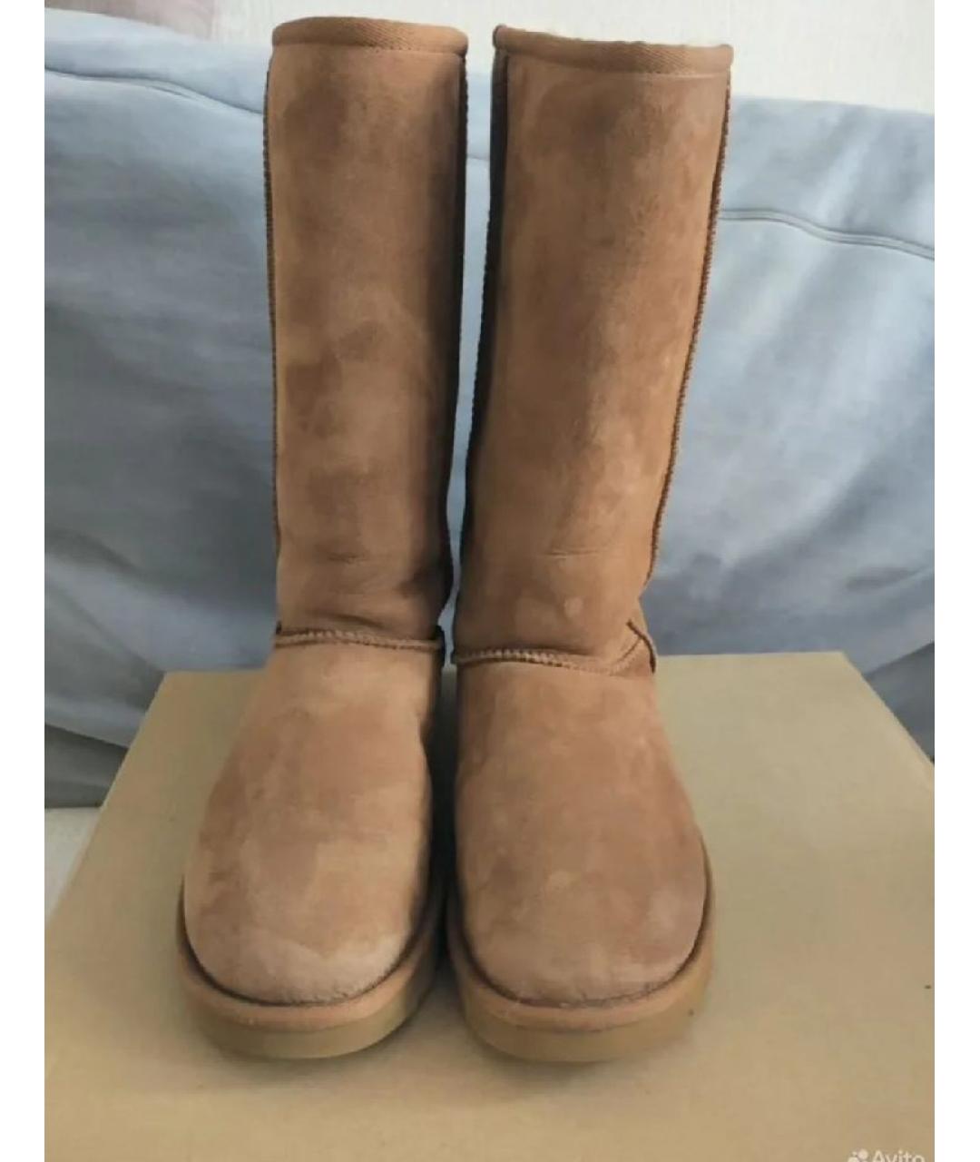 UGG AUSTRALIA Коричневые замшевые сапоги, фото 2