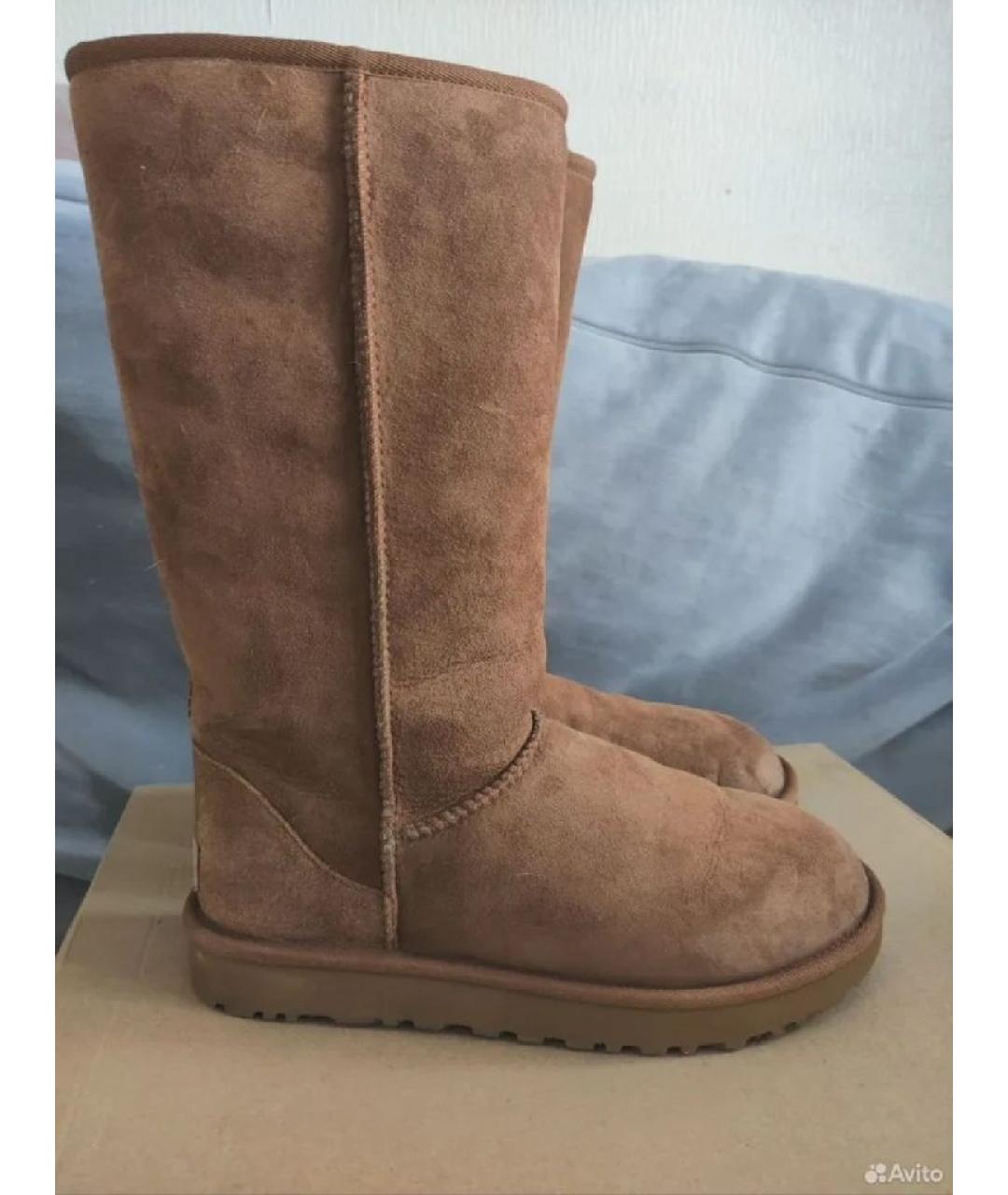 UGG AUSTRALIA Коричневые замшевые сапоги, фото 10