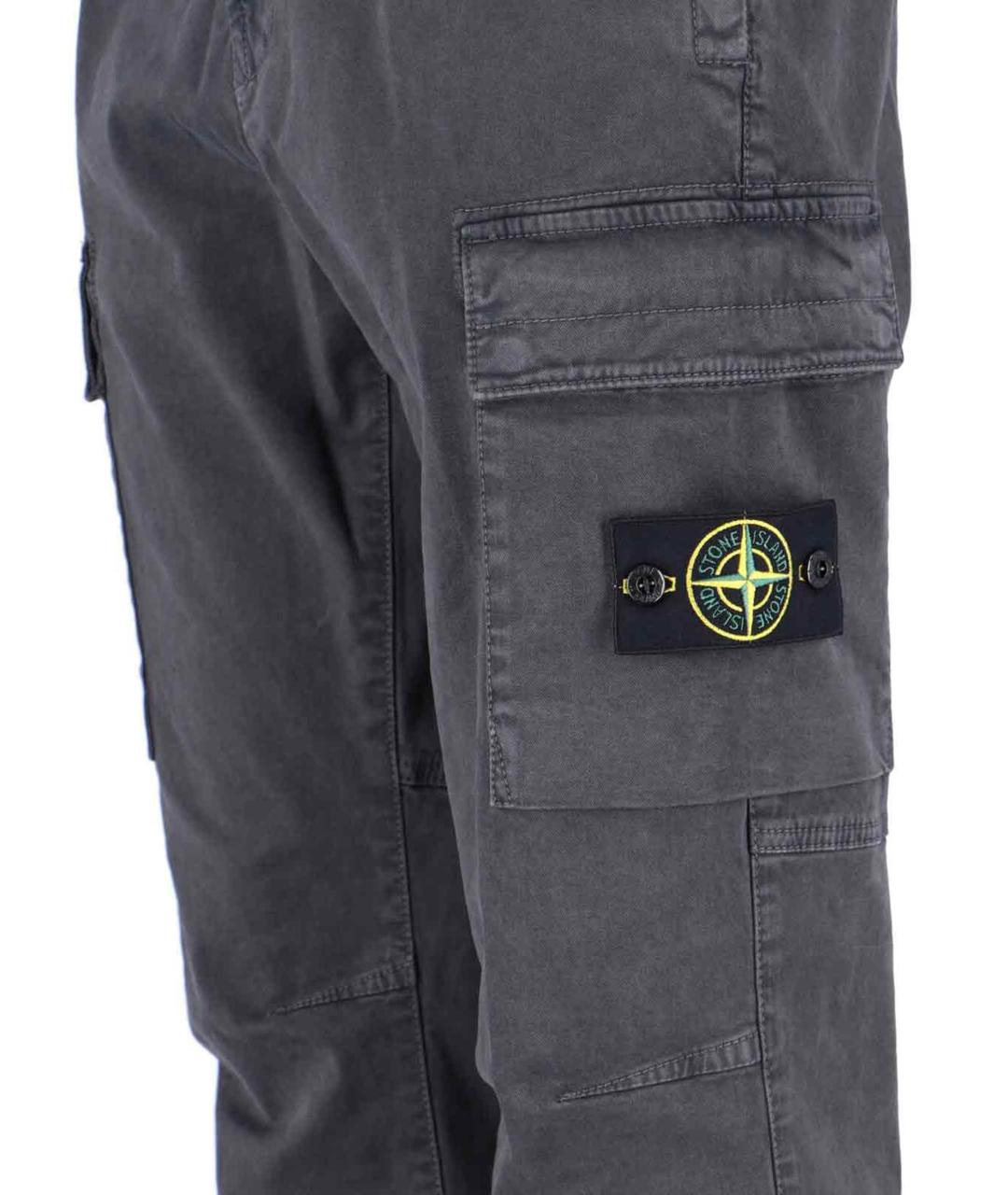 STONE ISLAND Антрацитовые хлопковые повседневные брюки, фото 4