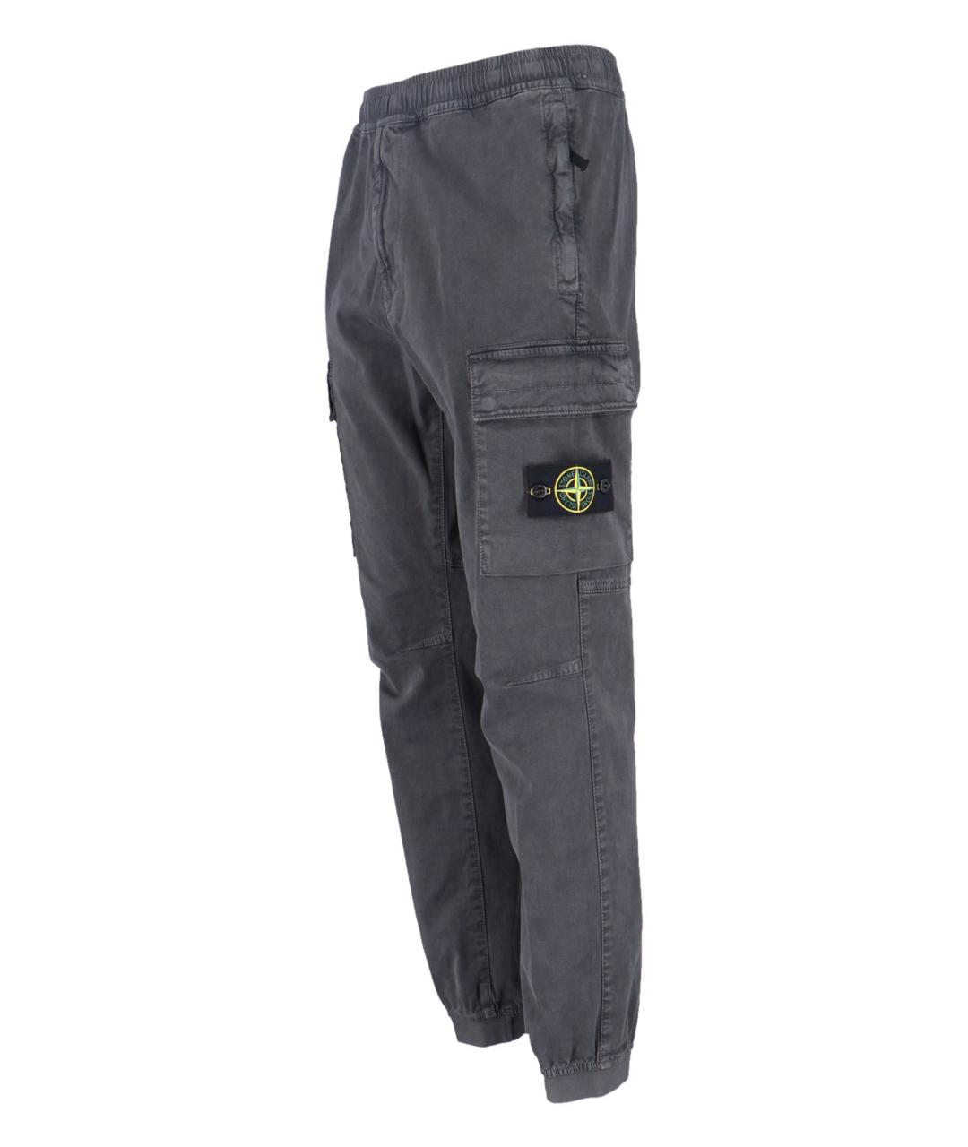 STONE ISLAND Антрацитовые хлопковые повседневные брюки, фото 3