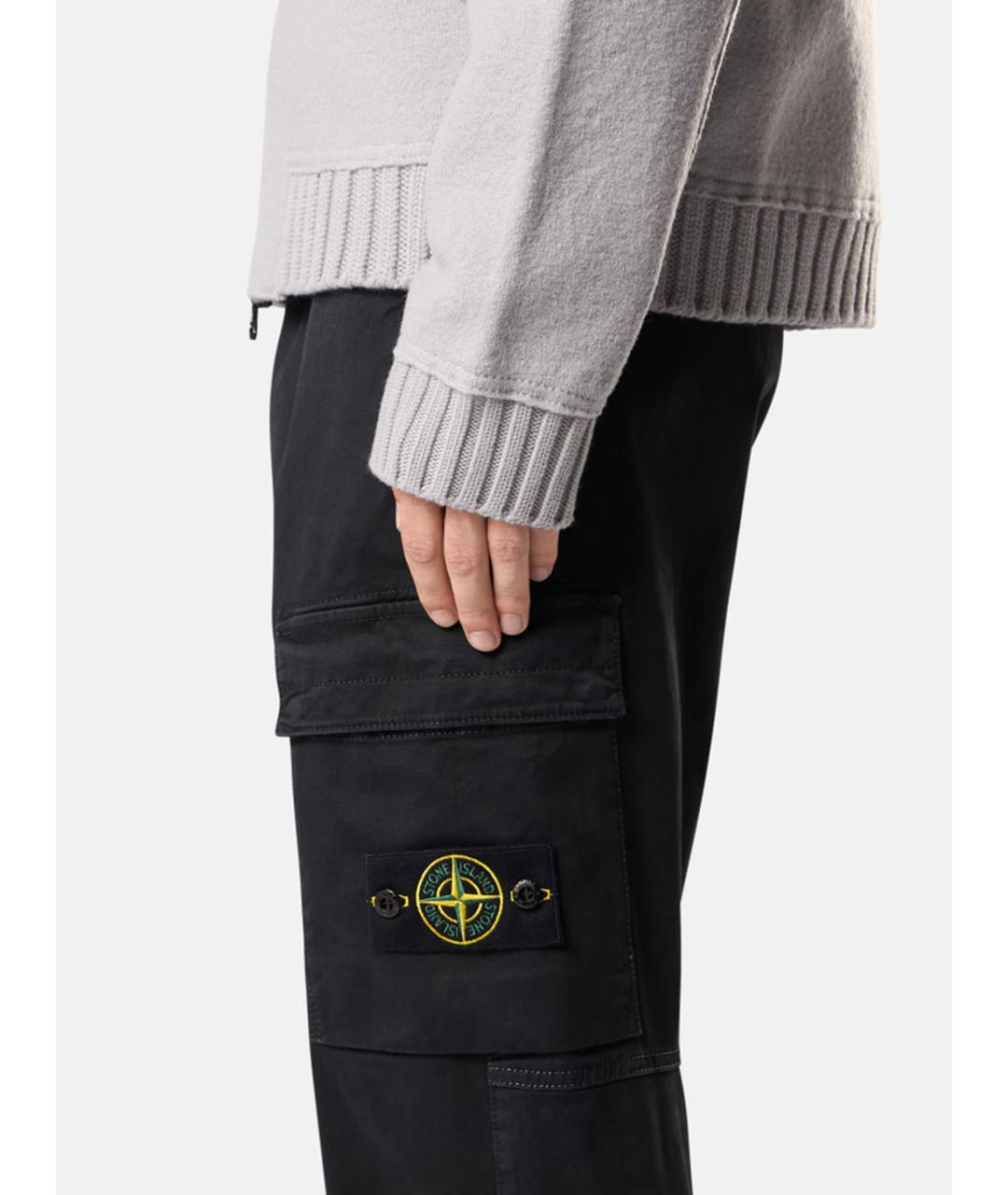 STONE ISLAND Черные хлопковые повседневные брюки, фото 3