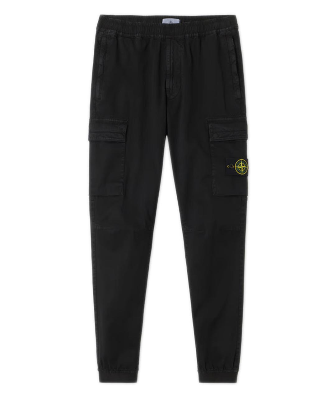 STONE ISLAND Черные хлопковые повседневные брюки, фото 1