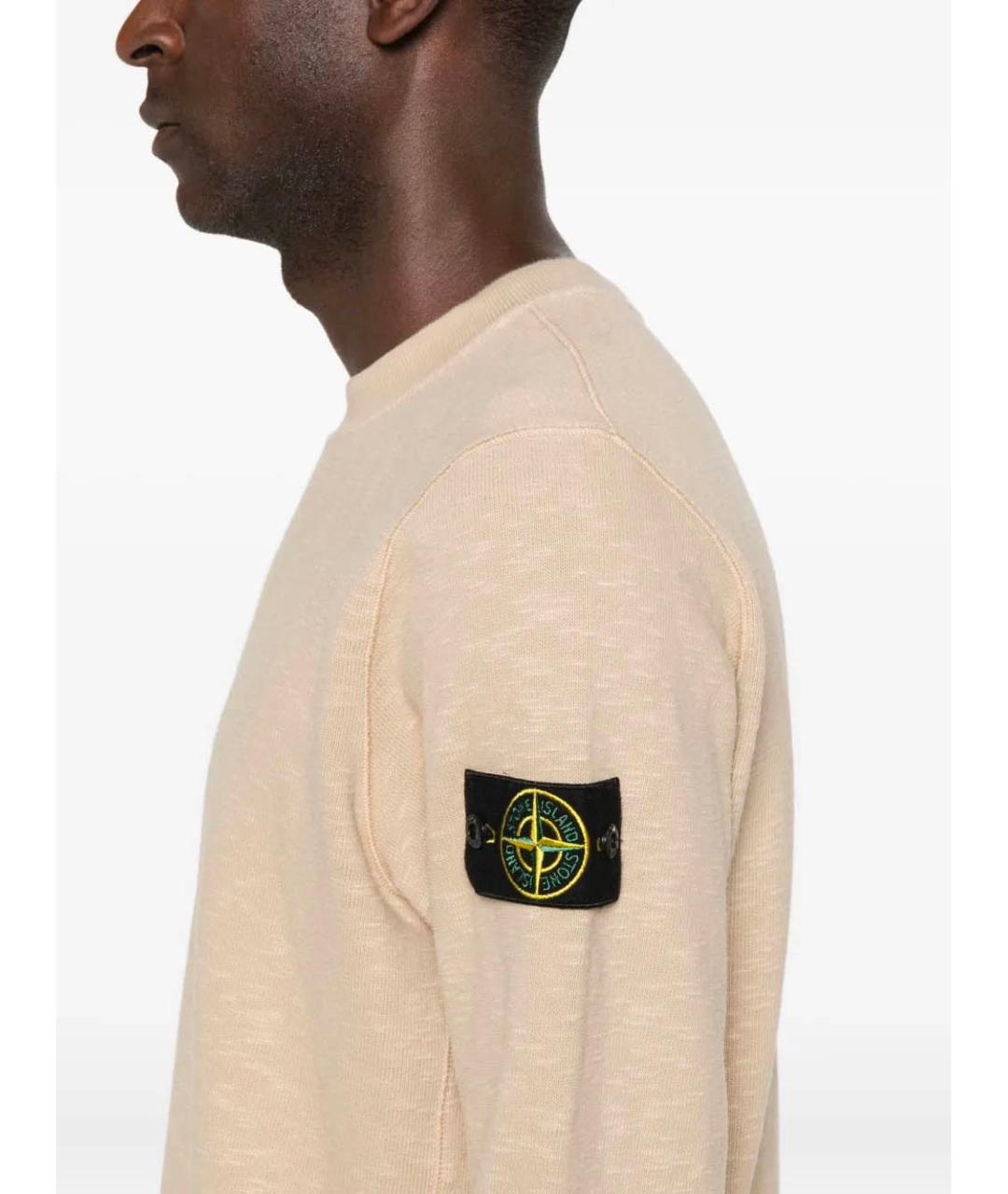 STONE ISLAND Бежевый хлопковый джемпер / свитер, фото 5