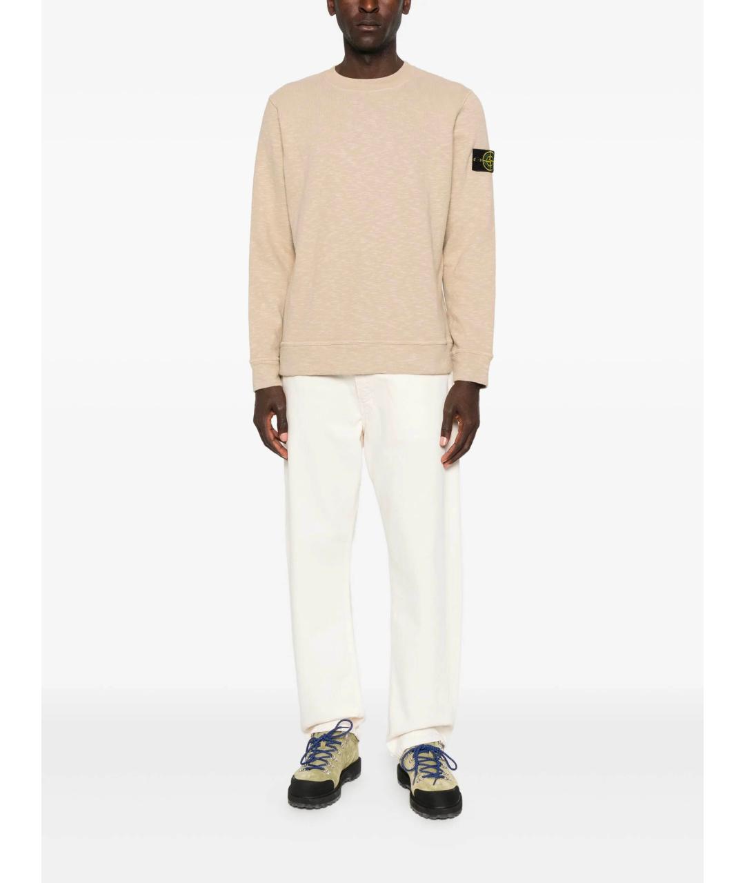 STONE ISLAND Бежевый хлопковый джемпер / свитер, фото 2