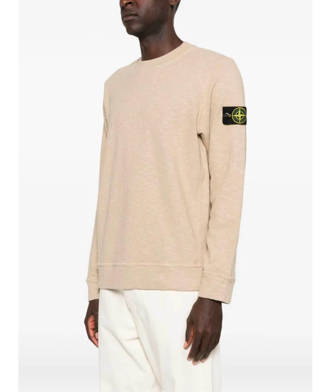STONE ISLAND Бежевый хлопковый джемпер / свитер, фото 3
