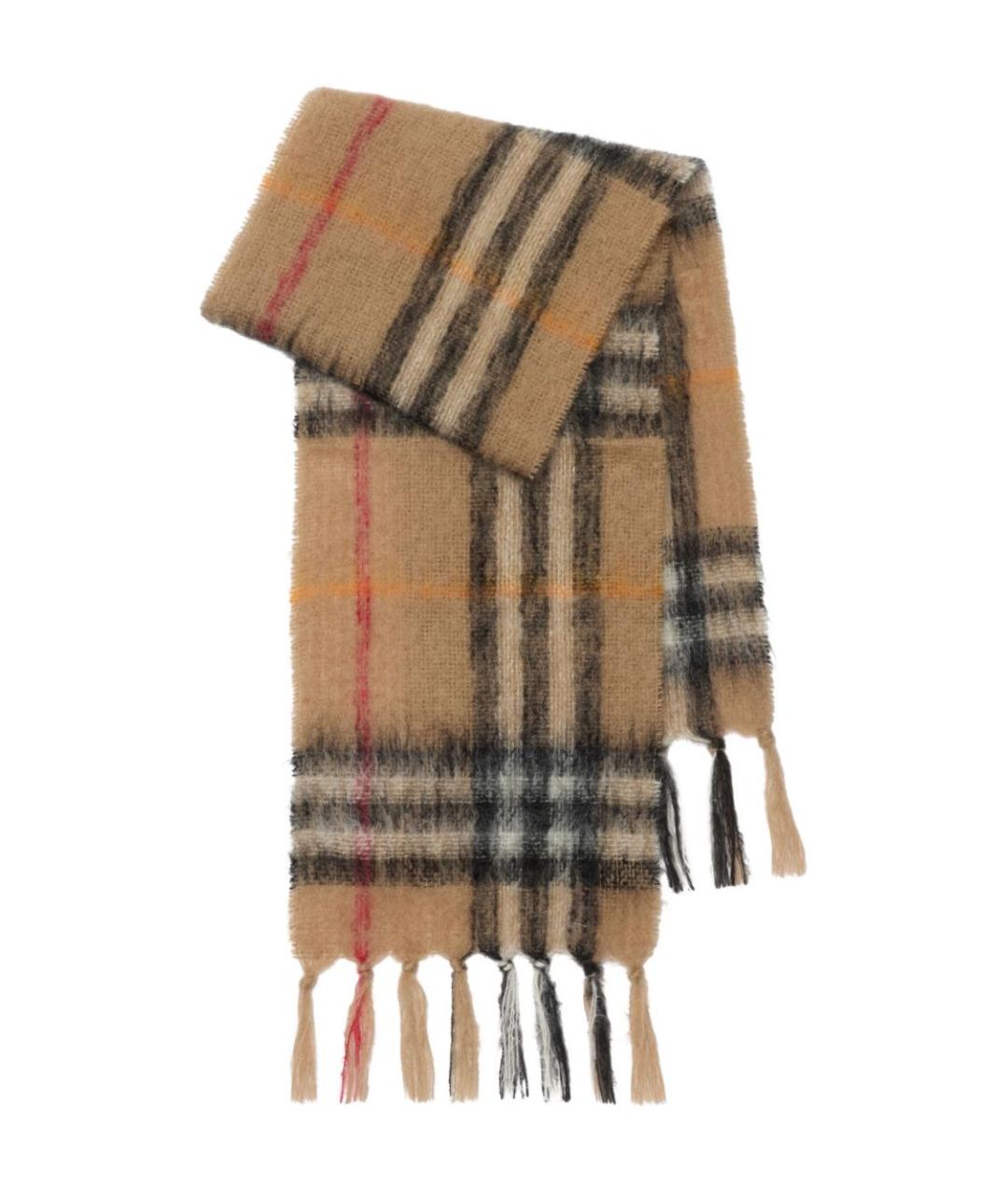 BURBERRY Бежевый шерстяной шарф, фото 2
