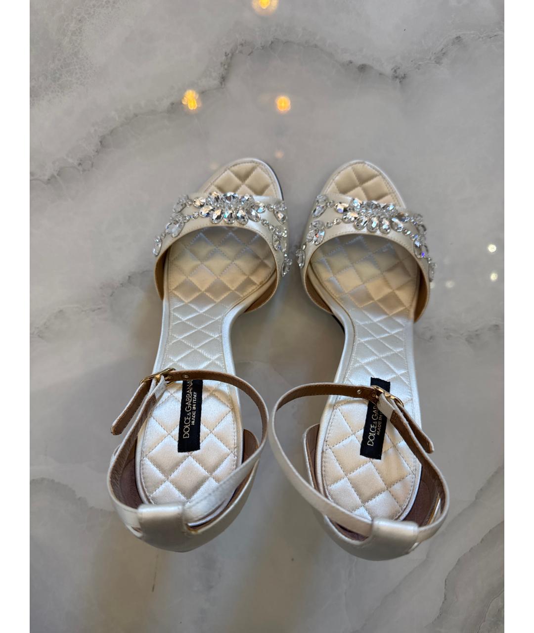 DOLCE&GABBANA Белые текстильные босоножки, фото 3