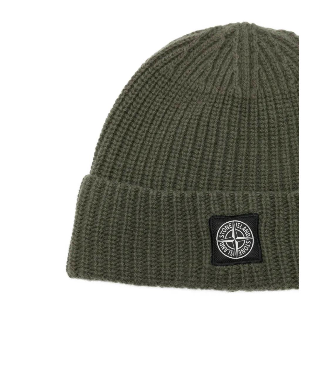 STONE ISLAND Зеленая шерстяная шапка, фото 3
