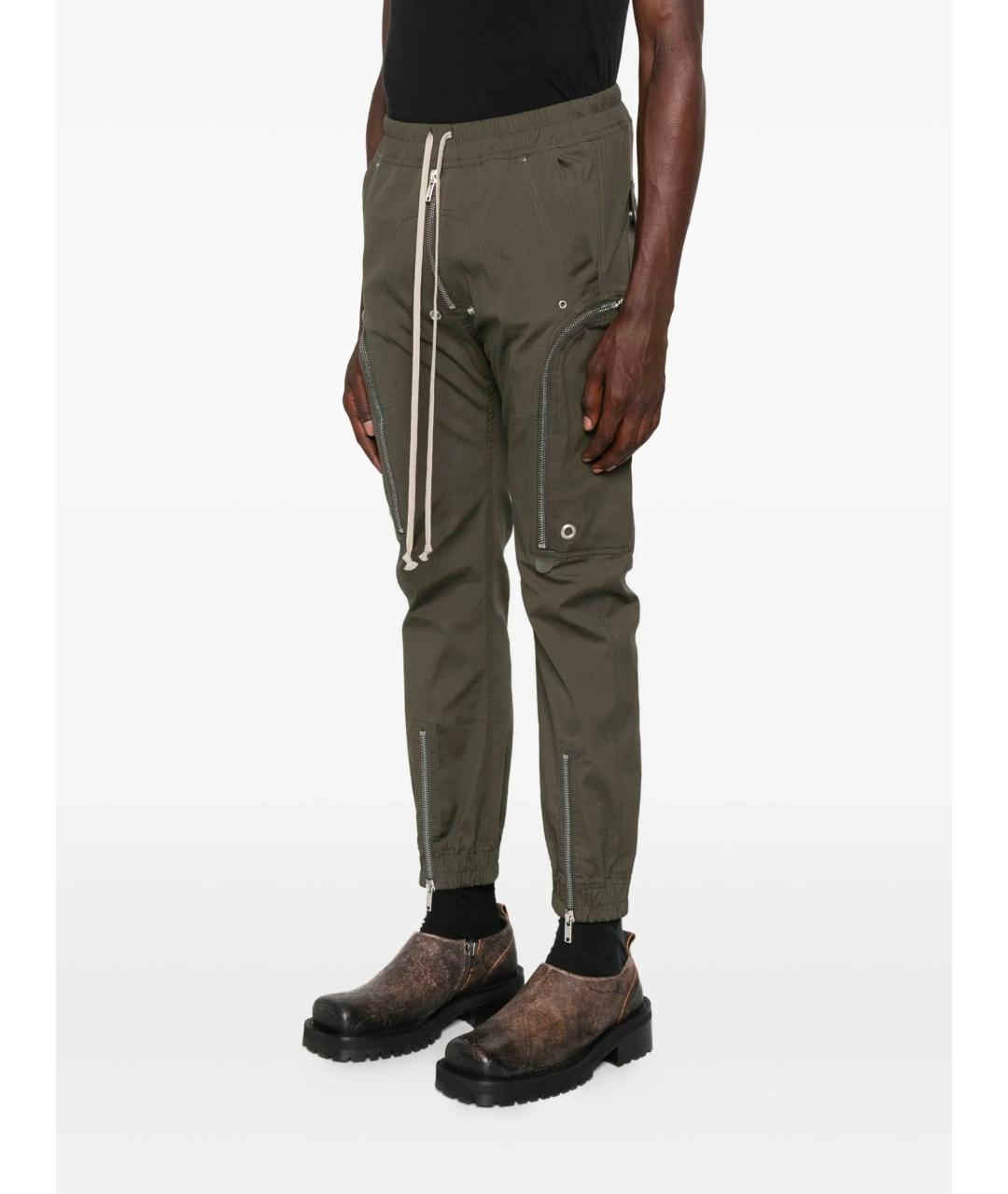 RICK OWENS Зеленые хлопковые повседневные брюки, фото 3