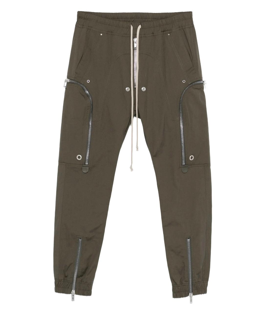 RICK OWENS Зеленые хлопковые повседневные брюки, фото 1