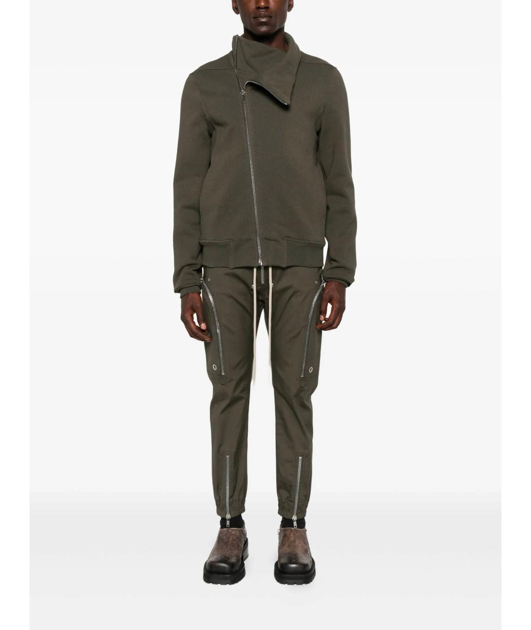 RICK OWENS Зеленые хлопковые повседневные брюки, фото 2