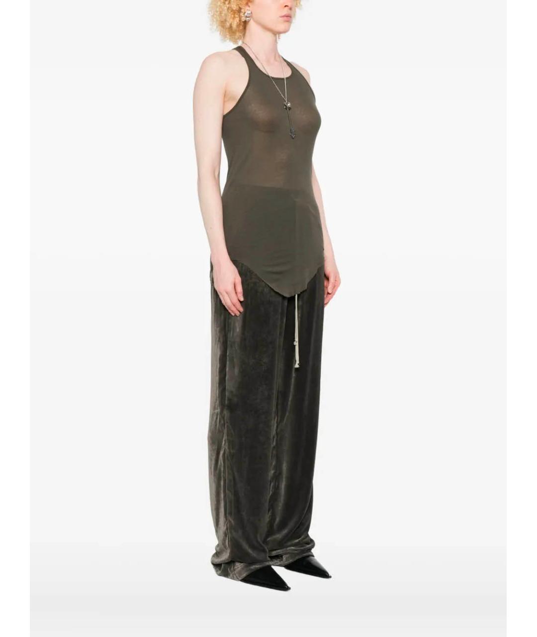 RICK OWENS Зеленая хлопковая майка, фото 3
