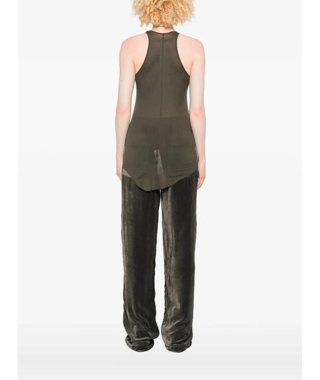 RICK OWENS Зеленая хлопковая майка, фото 4