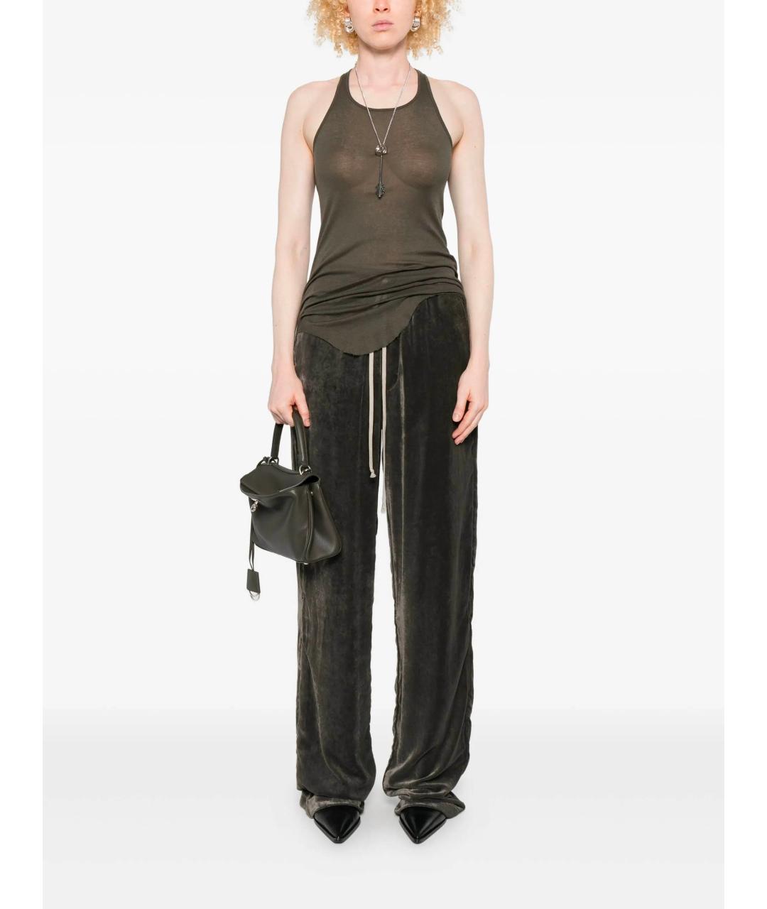 RICK OWENS Зеленая хлопковая майка, фото 2