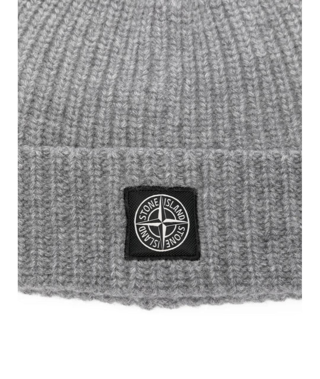STONE ISLAND Серая шерстяная шапка, фото 3