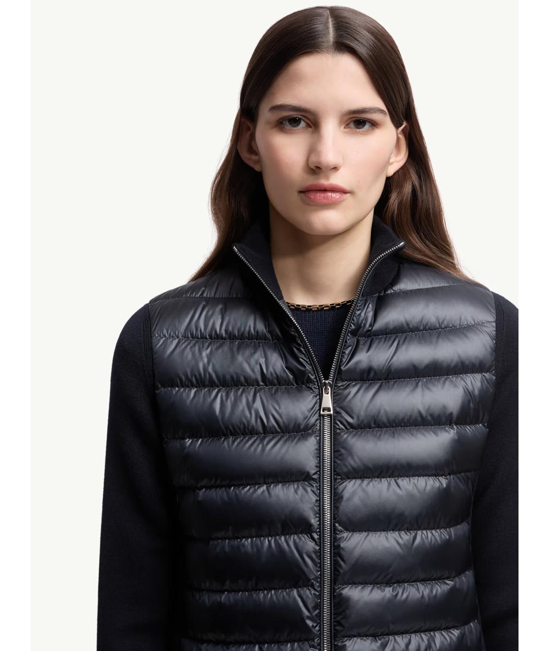 MONCLER Темно-синий полиамидовый кардиган, фото 5