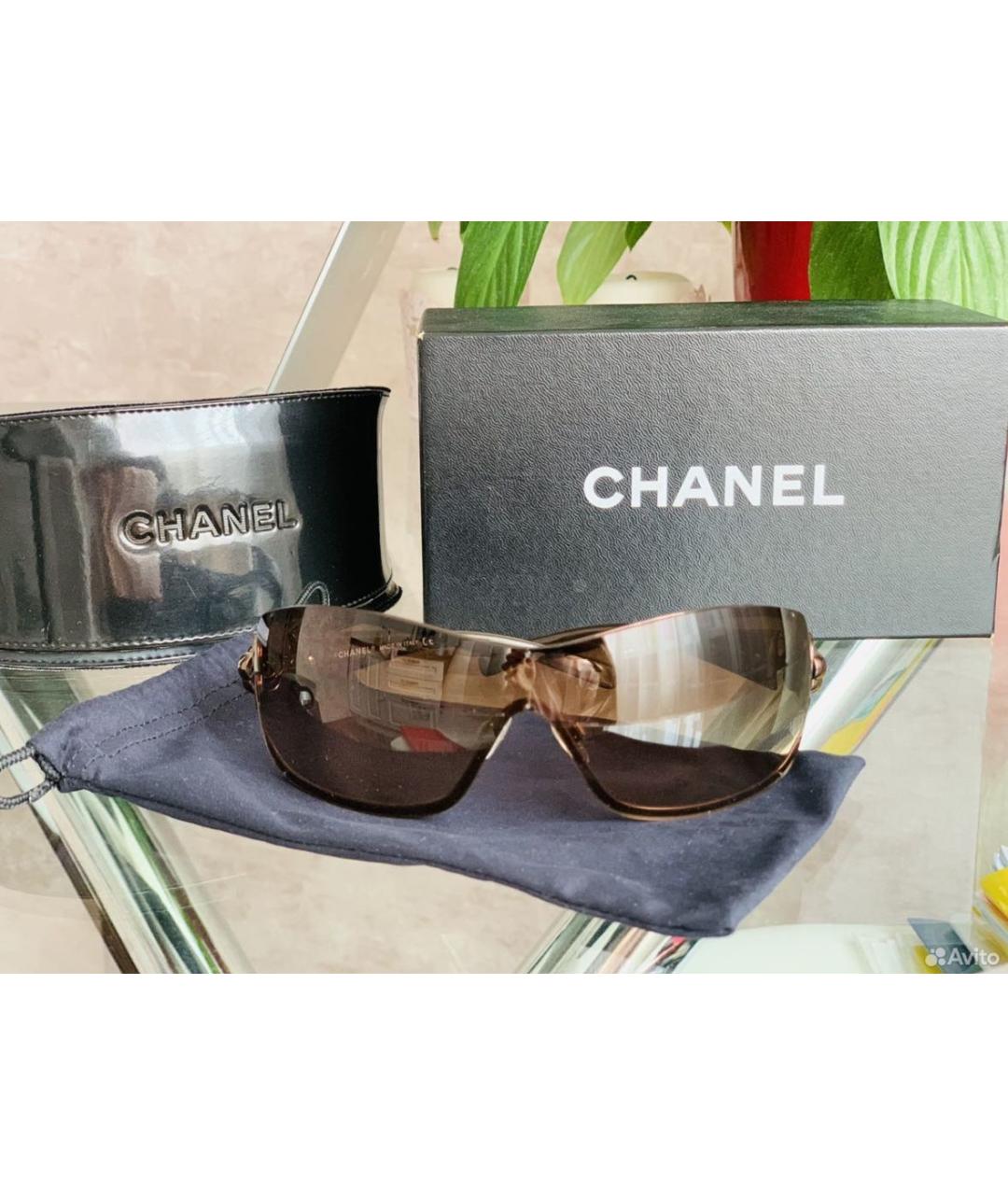 CHANEL Коричневые металлические солнцезащитные очки, фото 4