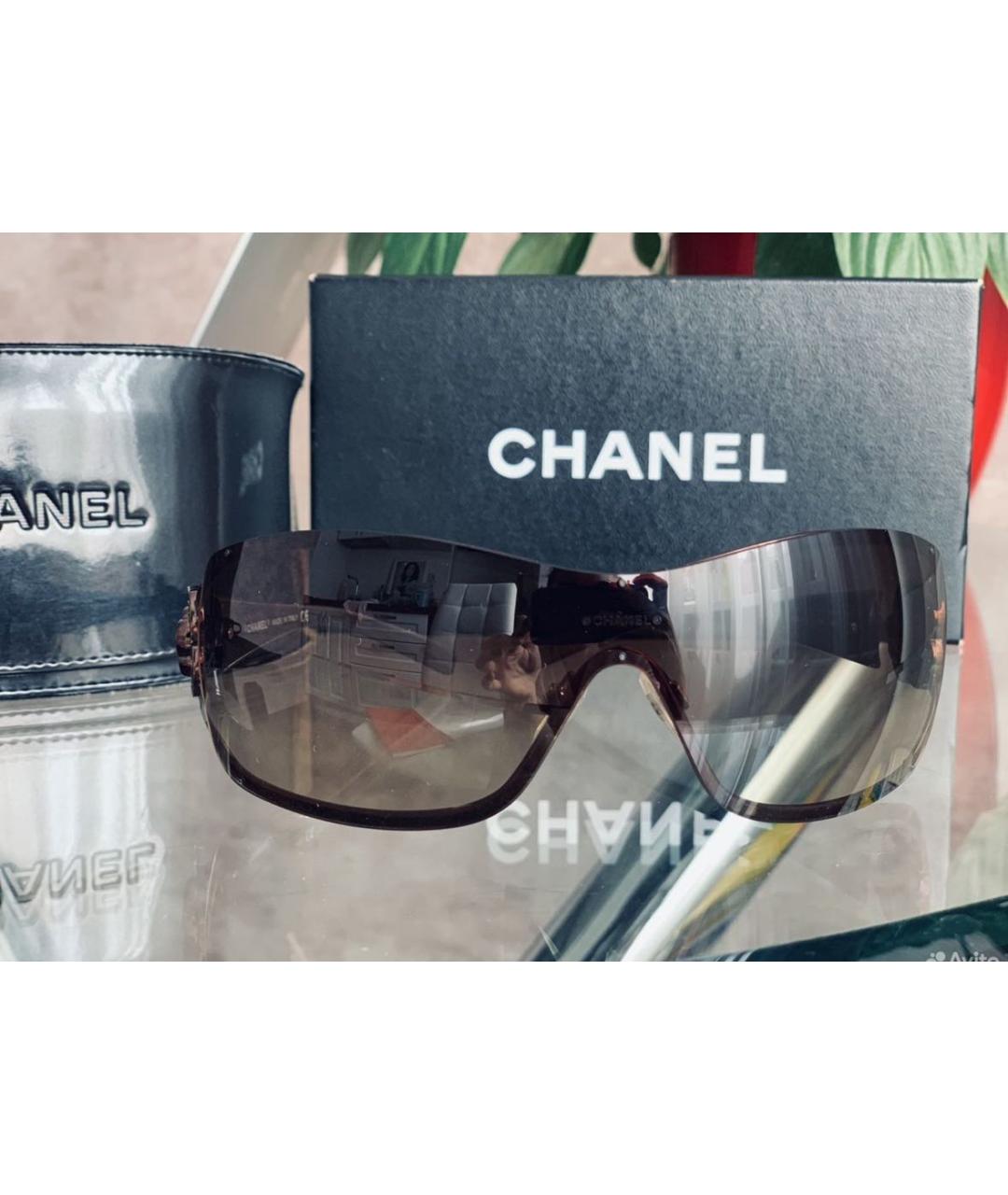 CHANEL Коричневые металлические солнцезащитные очки, фото 5