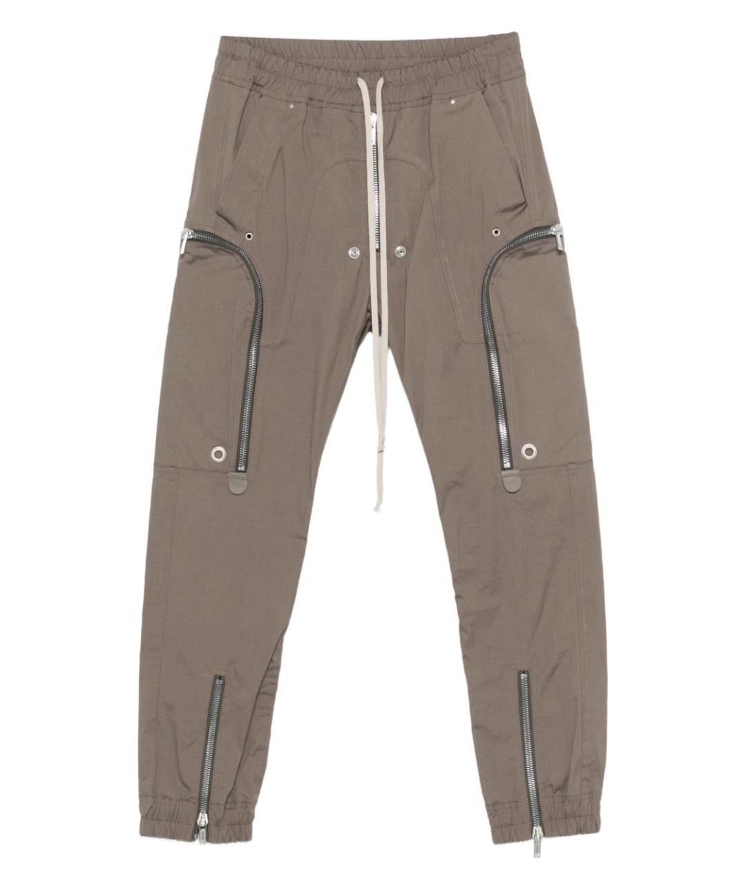RICK OWENS Серые хлопковые повседневные брюки, фото 1