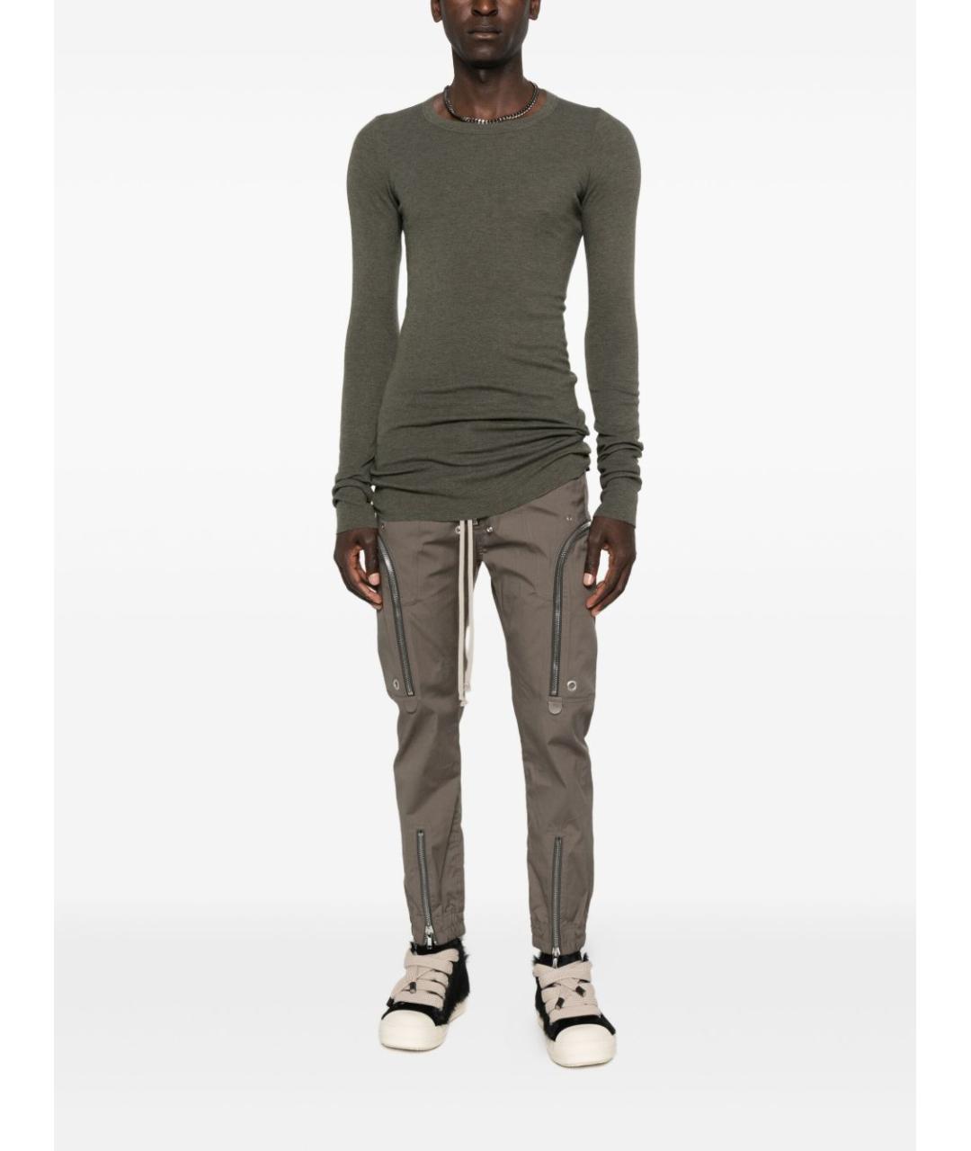 RICK OWENS Серые хлопковые повседневные брюки, фото 2
