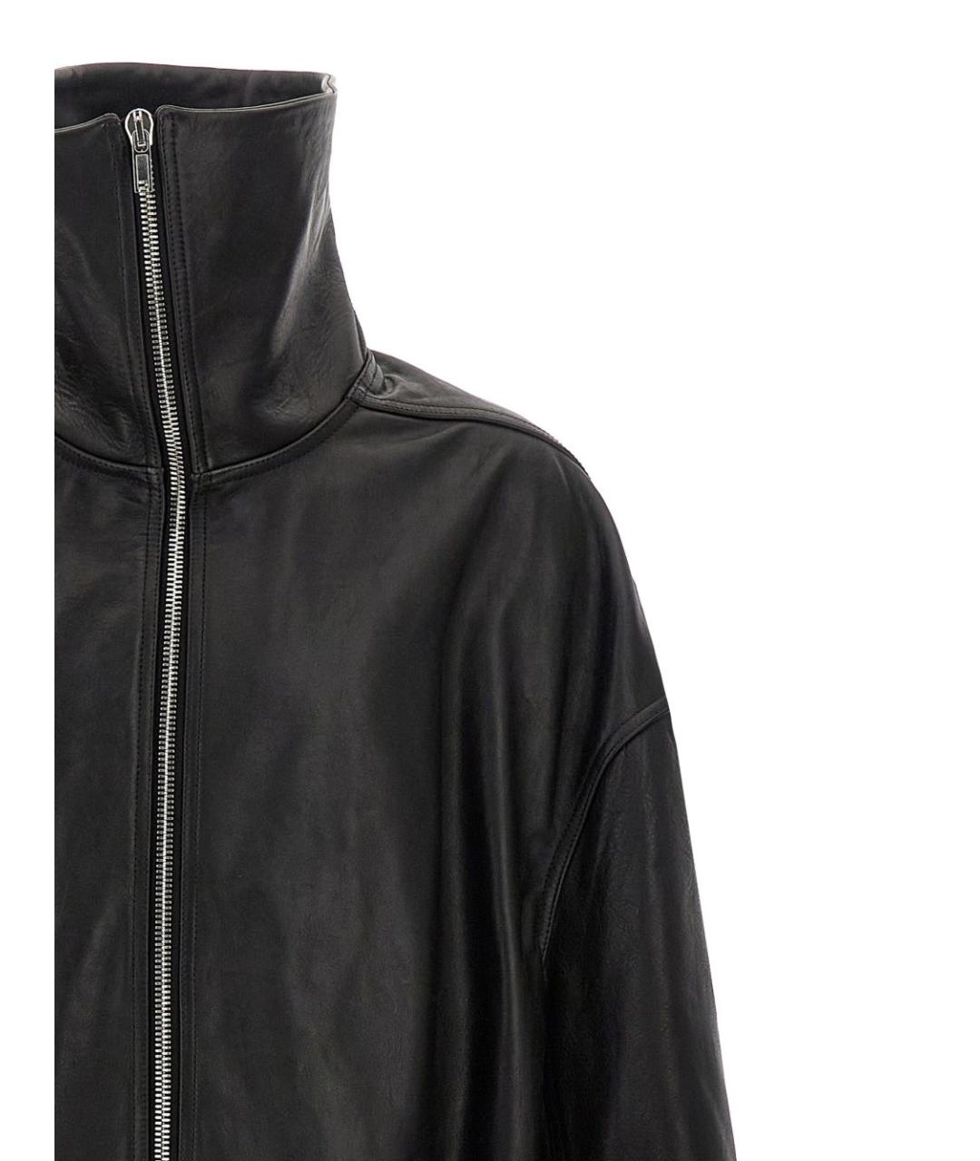 RICK OWENS Черное кожаное пальто, фото 3