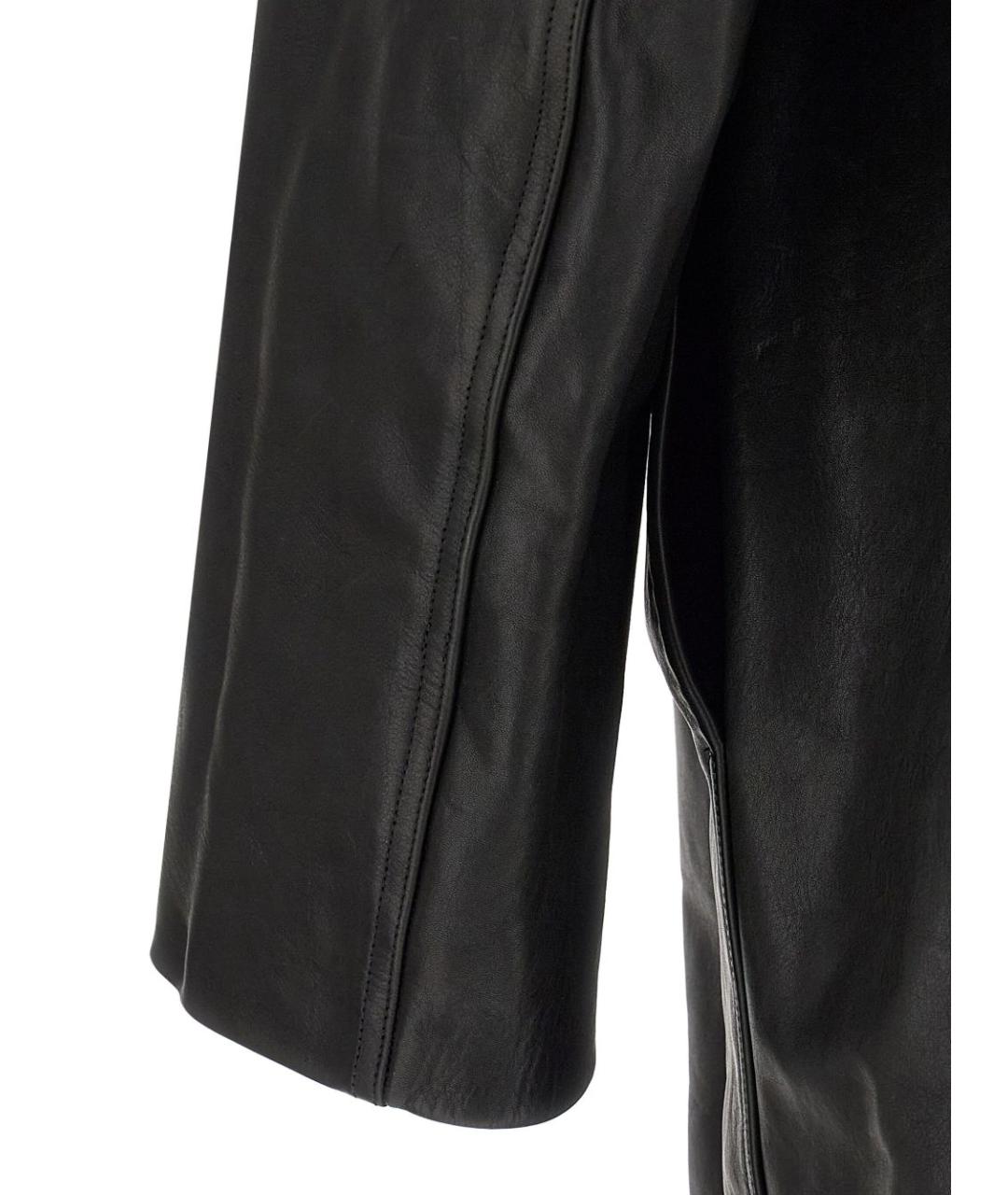 RICK OWENS Черное кожаное пальто, фото 4