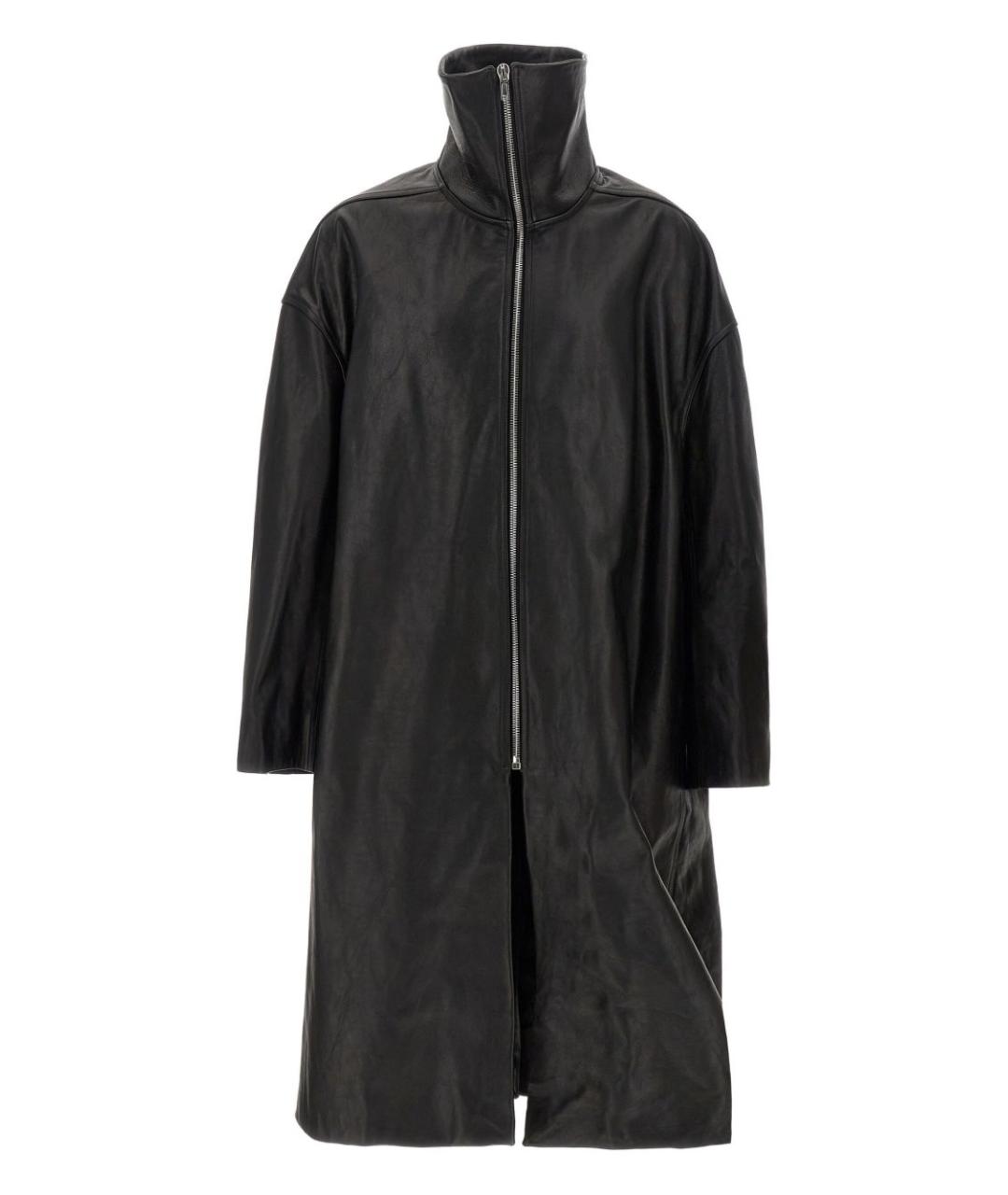RICK OWENS Черное кожаное пальто, фото 1