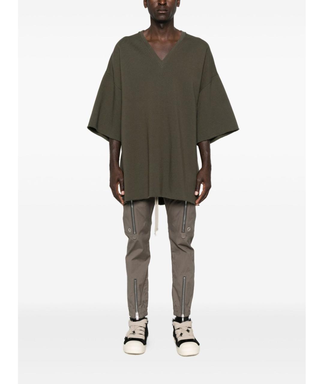 RICK OWENS Зеленая хлопковая футболка, фото 2