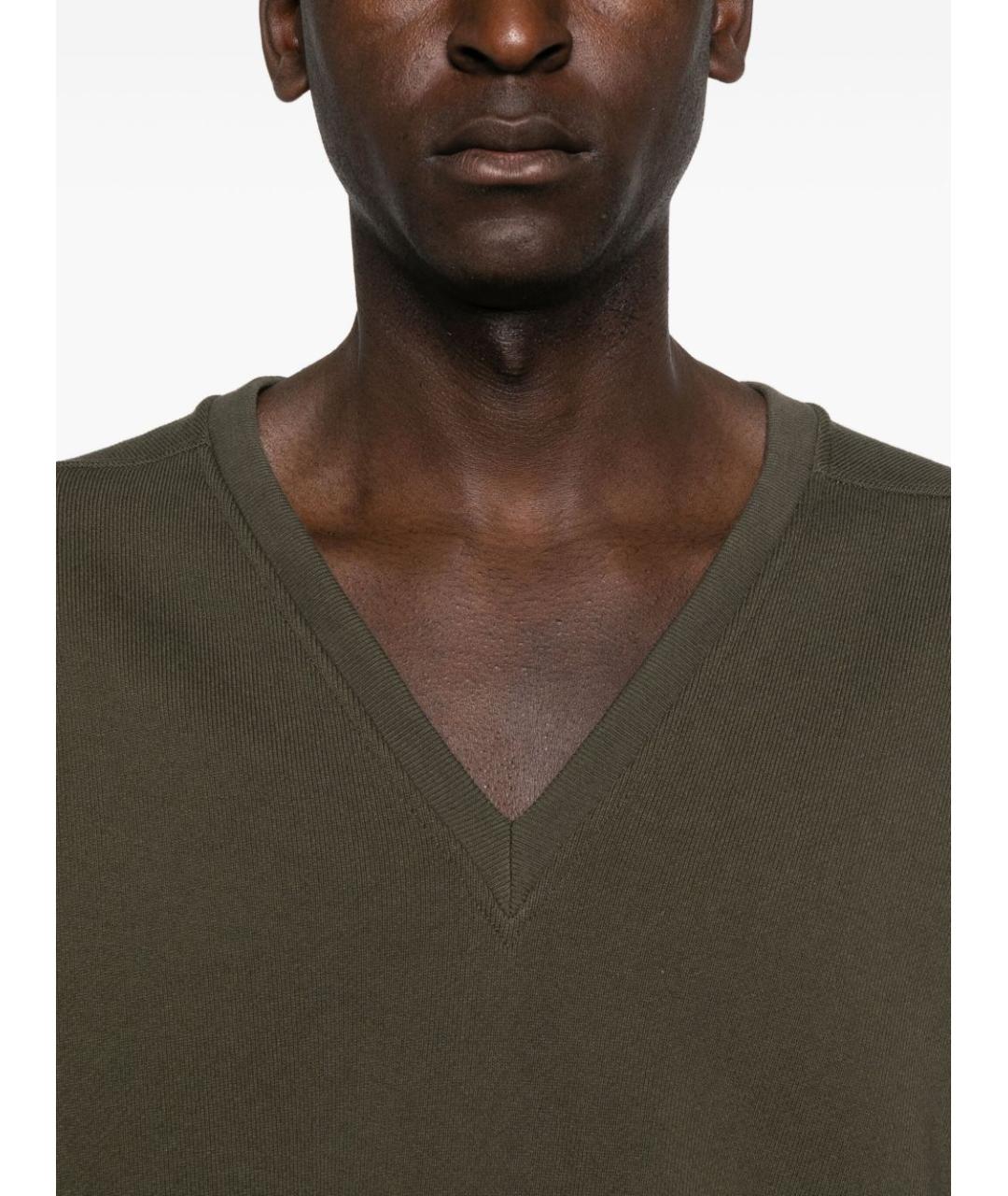 RICK OWENS Зеленая хлопковая футболка, фото 4