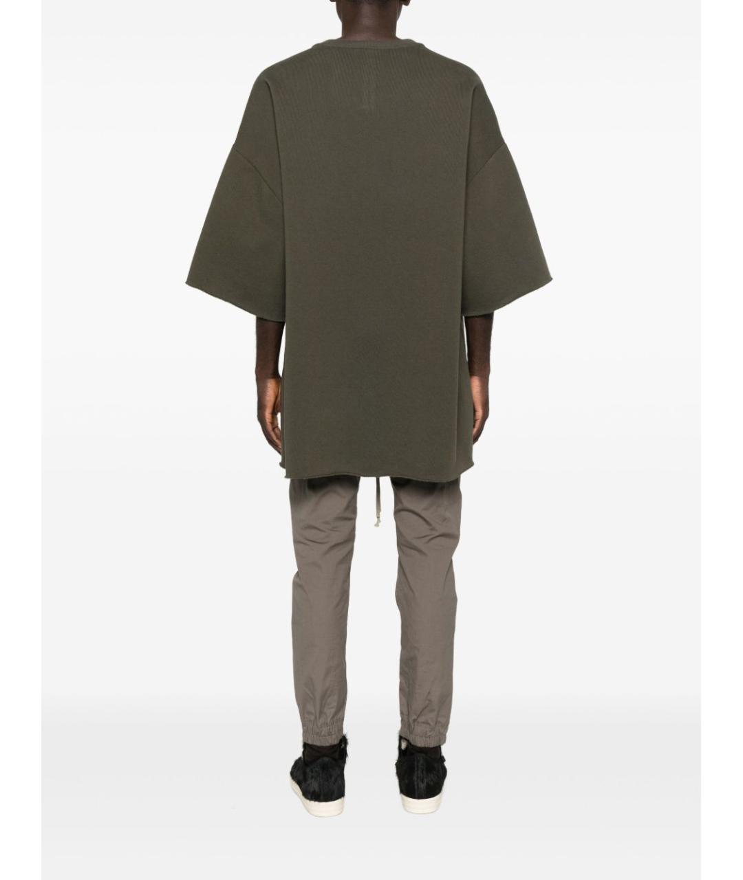 RICK OWENS Зеленая хлопковая футболка, фото 3