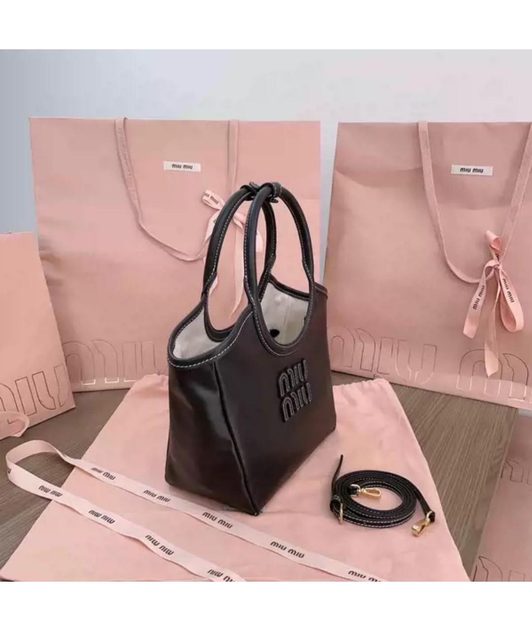 MIU MIU Черная кожаная сумка тоут, фото 4