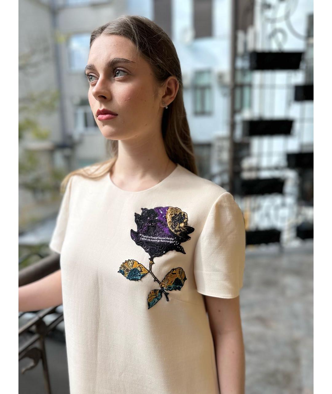 VALENTINO Бежевое шерстяное повседневное платье, фото 8