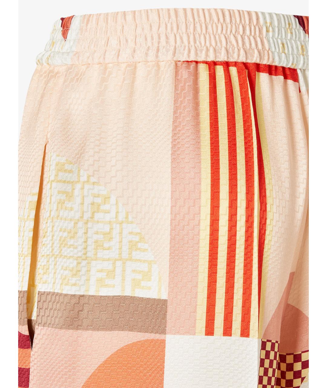 FENDI Мульти шелковые прямые брюки, фото 4