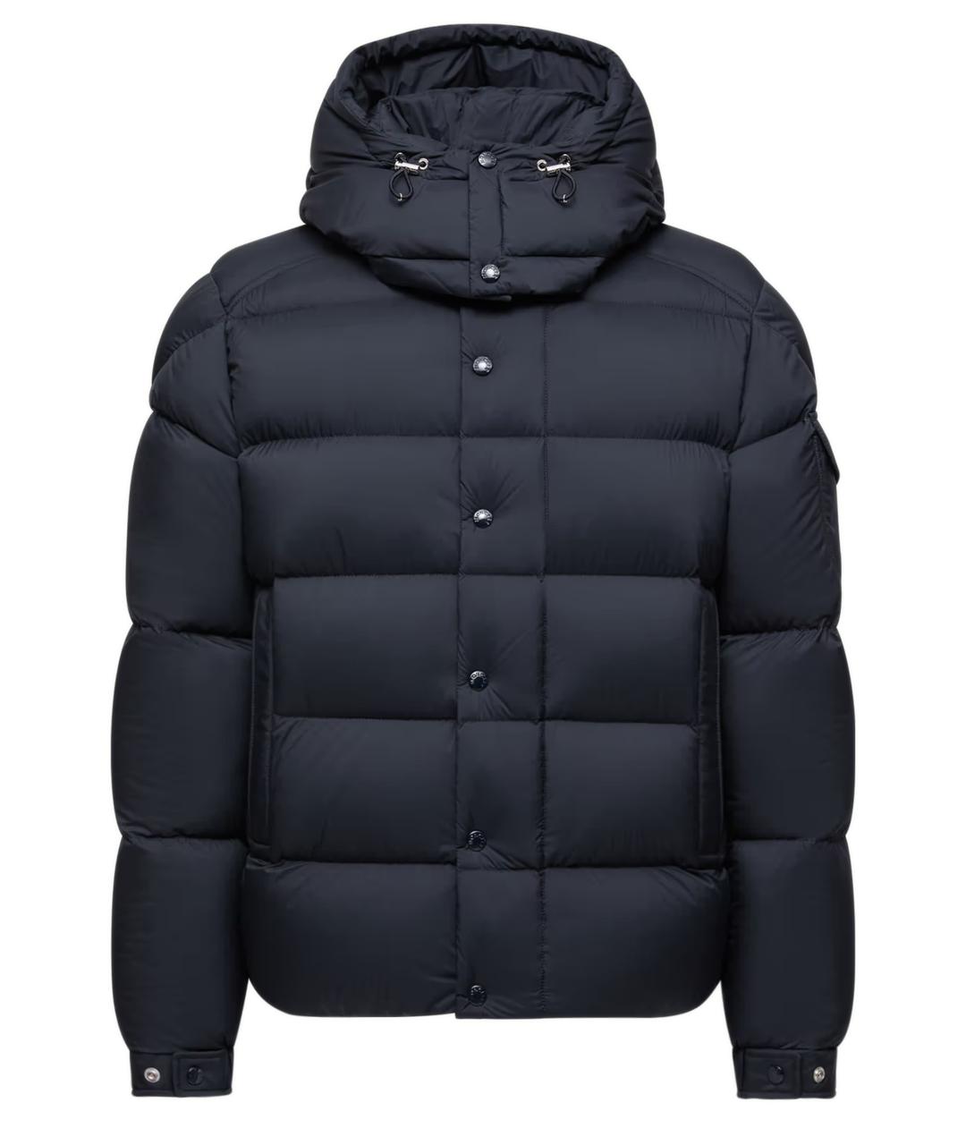 MONCLER Темно-синий полиэстеровый пуховик, фото 1