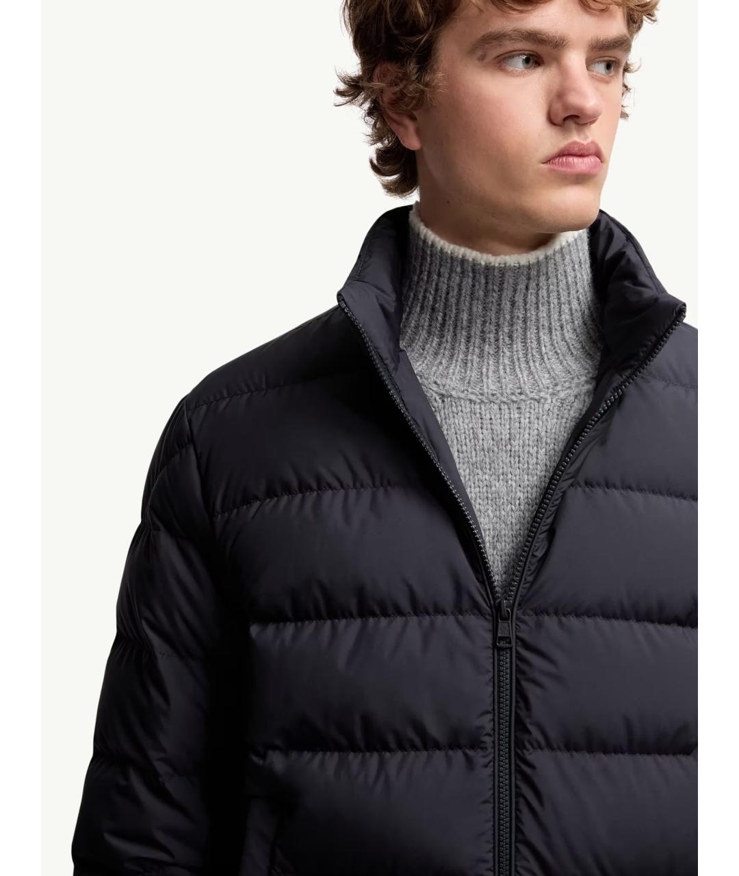 MONCLER Темно-синий полиэстеровый пуховик, фото 6