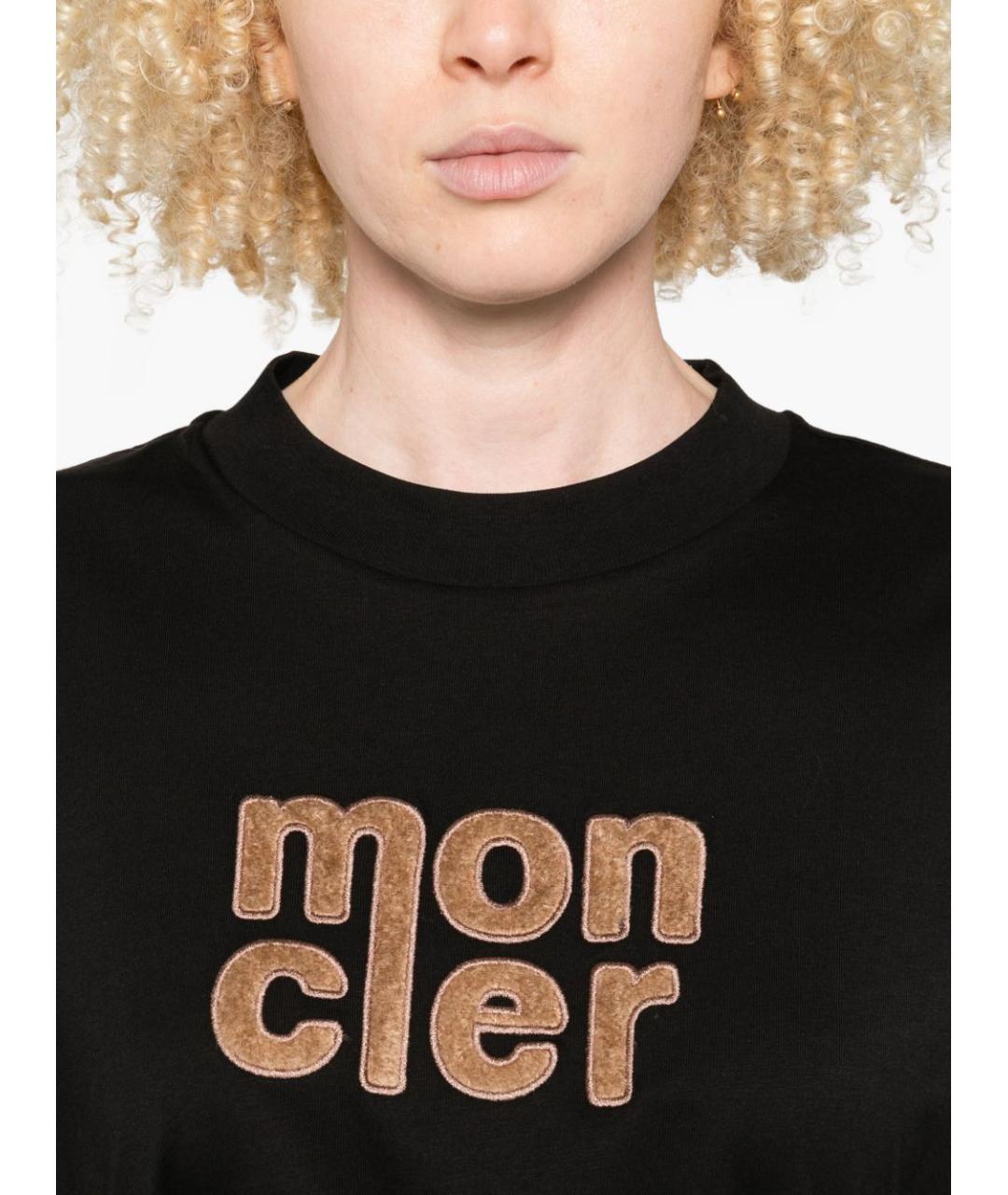 MONCLER Черная хлопковая футболка, фото 5
