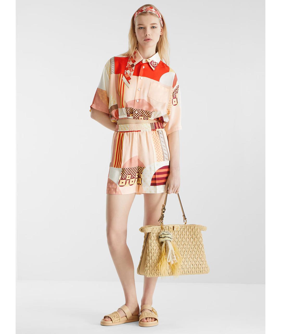 FENDI Мульти шелковые шорты, фото 2