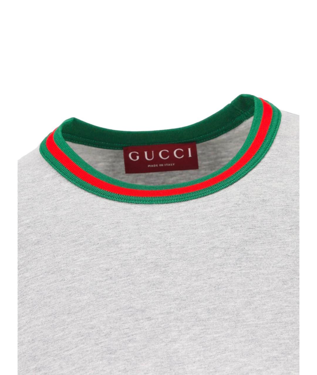 GUCCI Серая хлопковая футболка, фото 3
