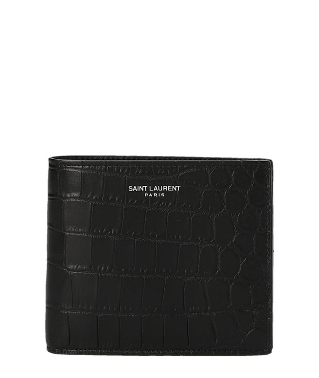 SAINT LAURENT Черный кожаный кошелек, фото 1