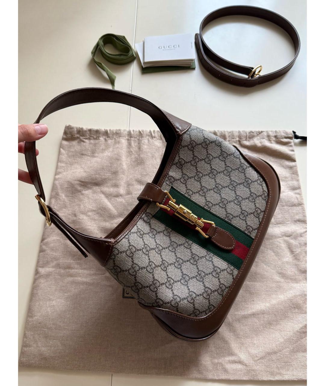 GUCCI Коричневая кожаная сумка через плечо, фото 2