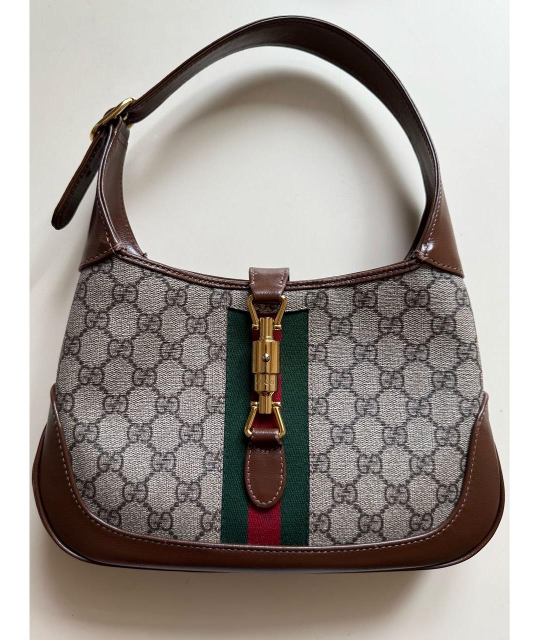 GUCCI Коричневая кожаная сумка через плечо, фото 9