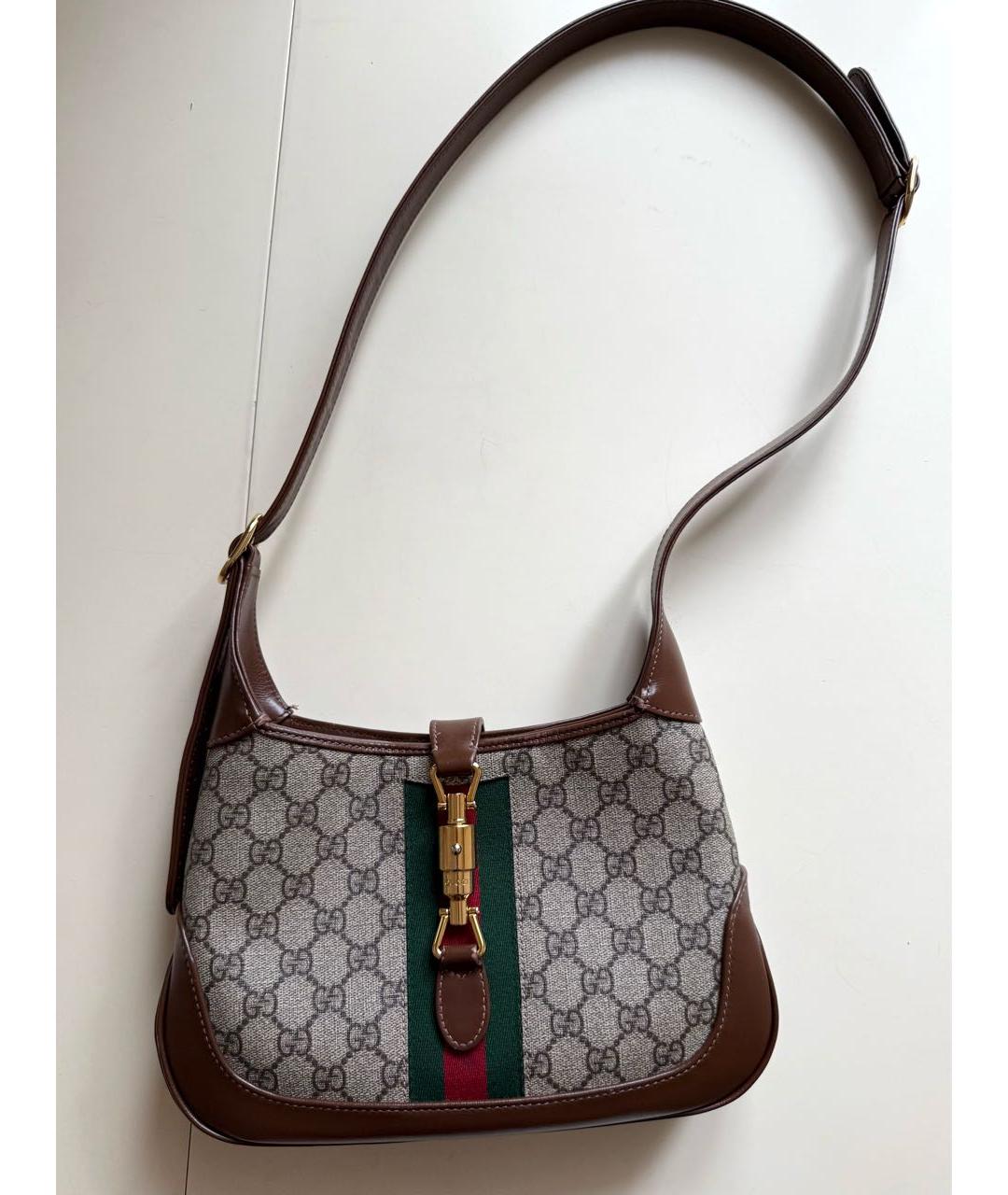 GUCCI Коричневая кожаная сумка через плечо, фото 4