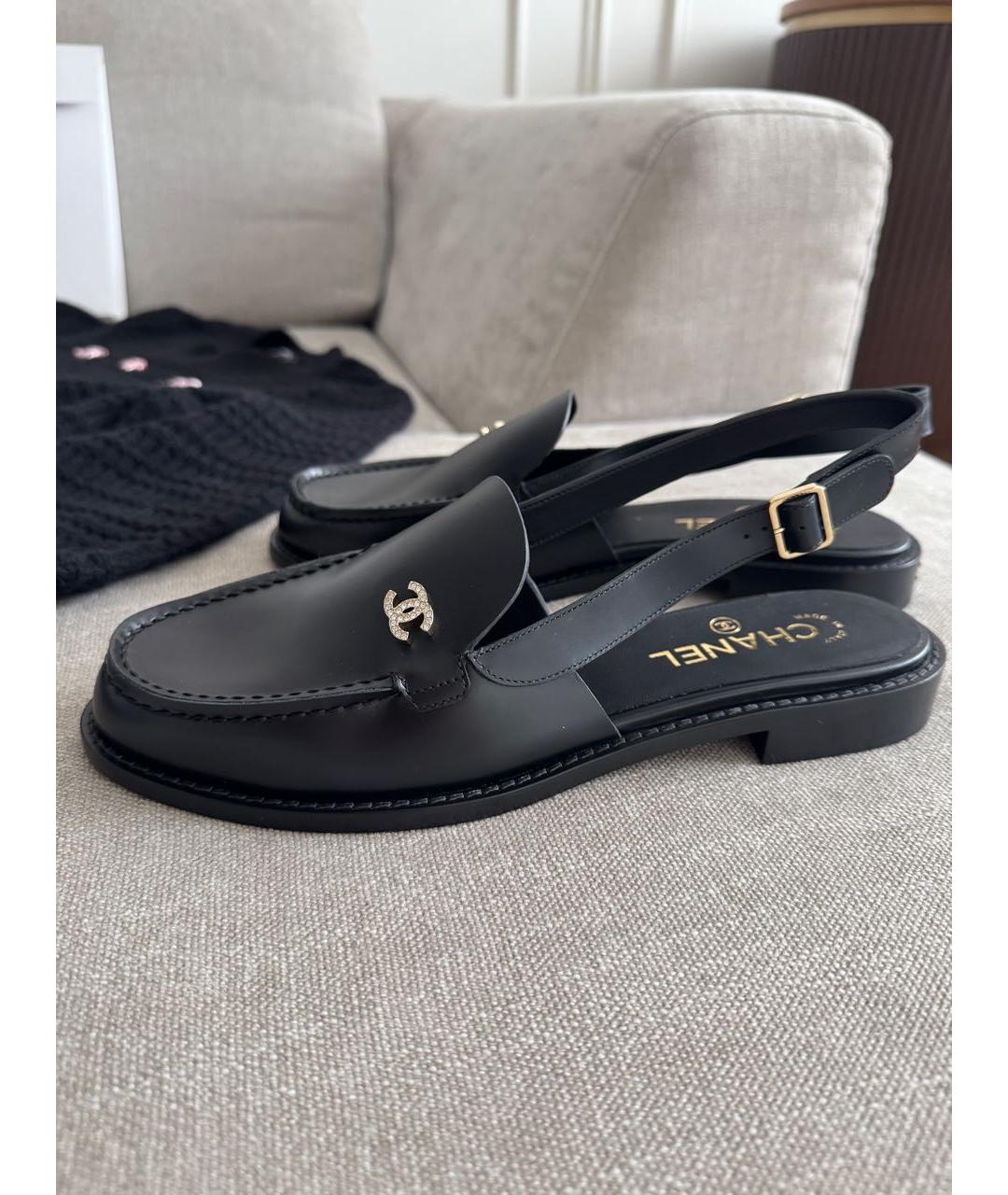 CHANEL Черные кожаные мюли, фото 4